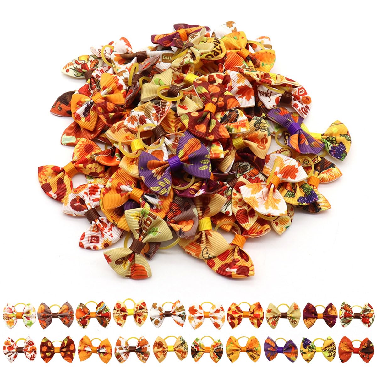 50 Pcs Dog Hair Bows for Thanksgiving, Valentine's Day & Weddings - Pet Dress Up Accessories