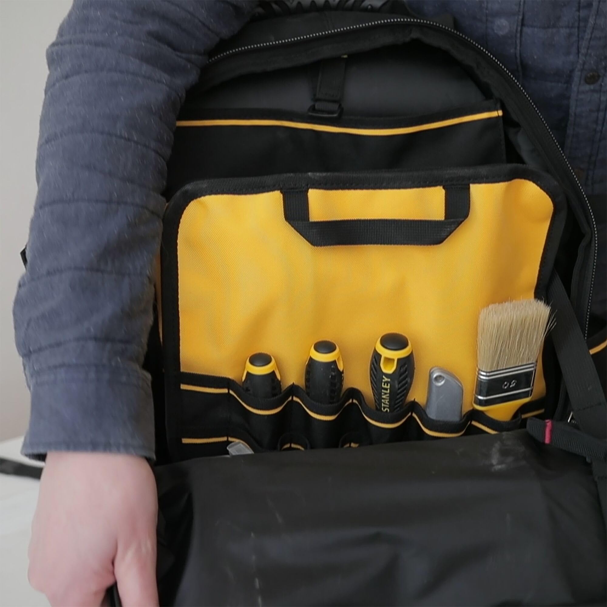 Stanley Heavy Duty Tool Backpack - Large Black Work Backpack for Construction, Tools & Equipment - Durable Storage for Job Sites, Camping & Outdoor Adventures