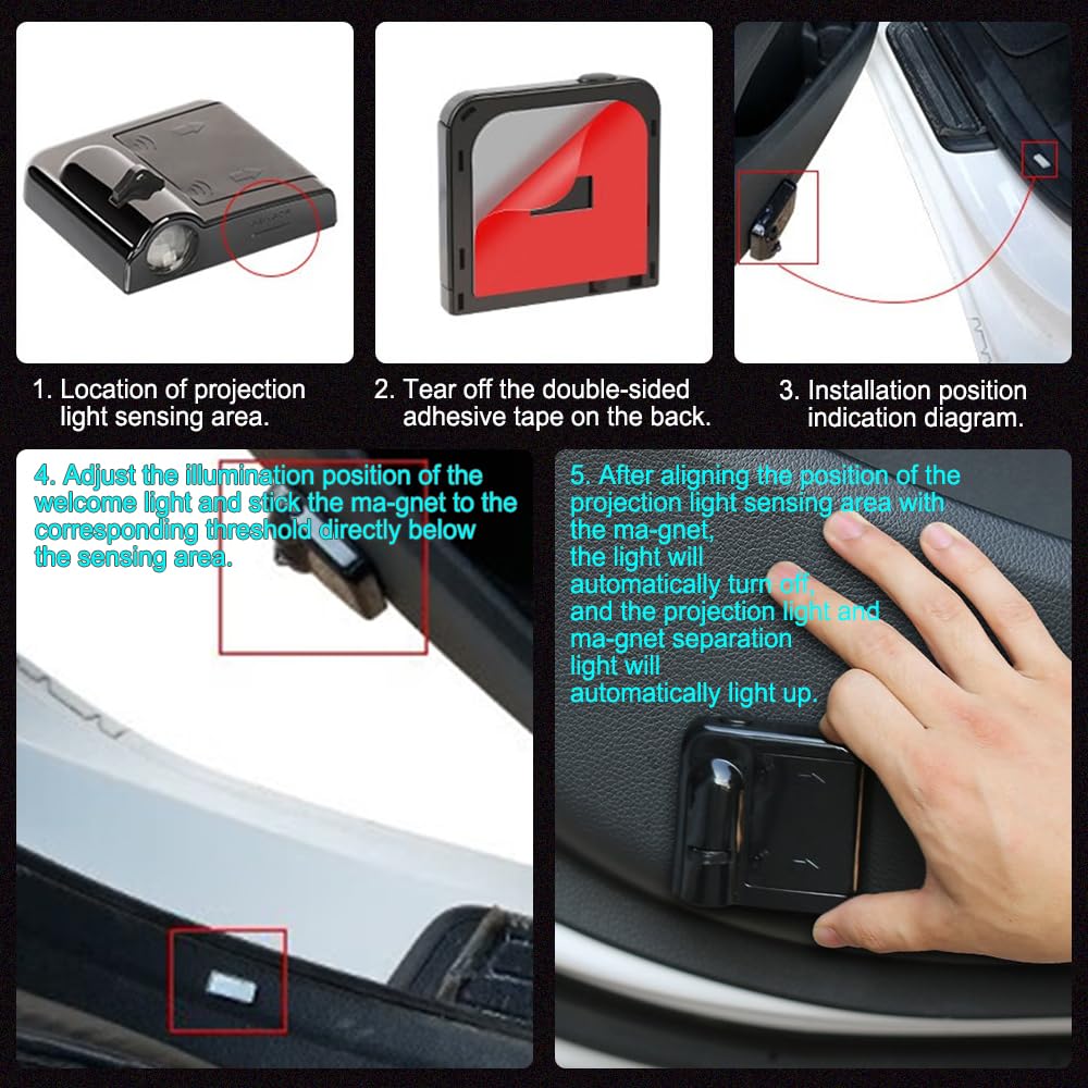 Car Door Projector Lights - Wireless LED Logo Ghost Shadow Welcome Light for Cars | Universal Fit, Easy Installation | Perfect for Nighttime Safety & Custom Style (256Zombie)
