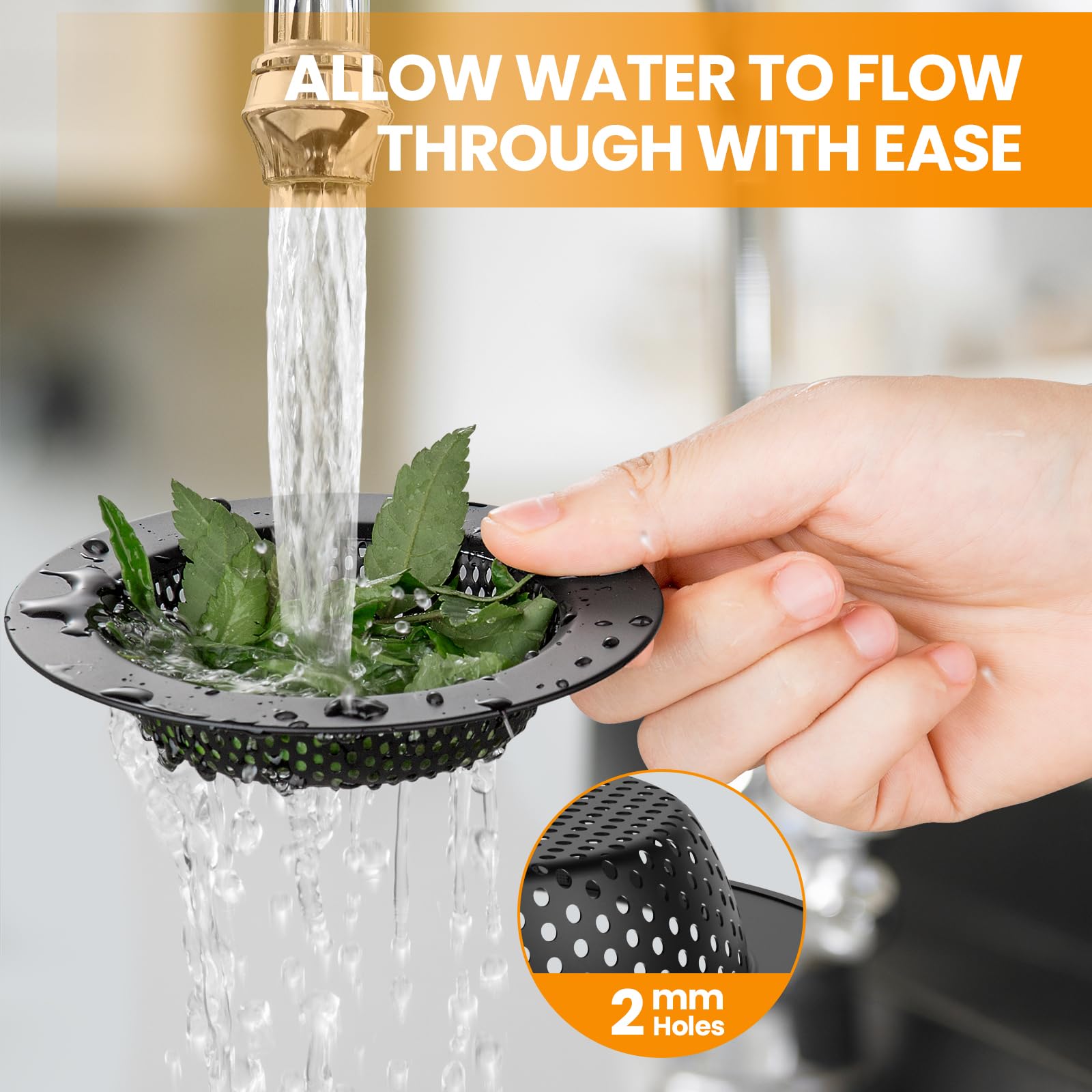 Huntorny 2-Pack Kitchen Sink Drain Strainer and Stopper Set - 3.5 Inch Garbage Disposal Compatible Drain Catcher & Protector - Perfect for Food Scraps Prevention and Easy Cleaning in Standard Kitchen Sinks