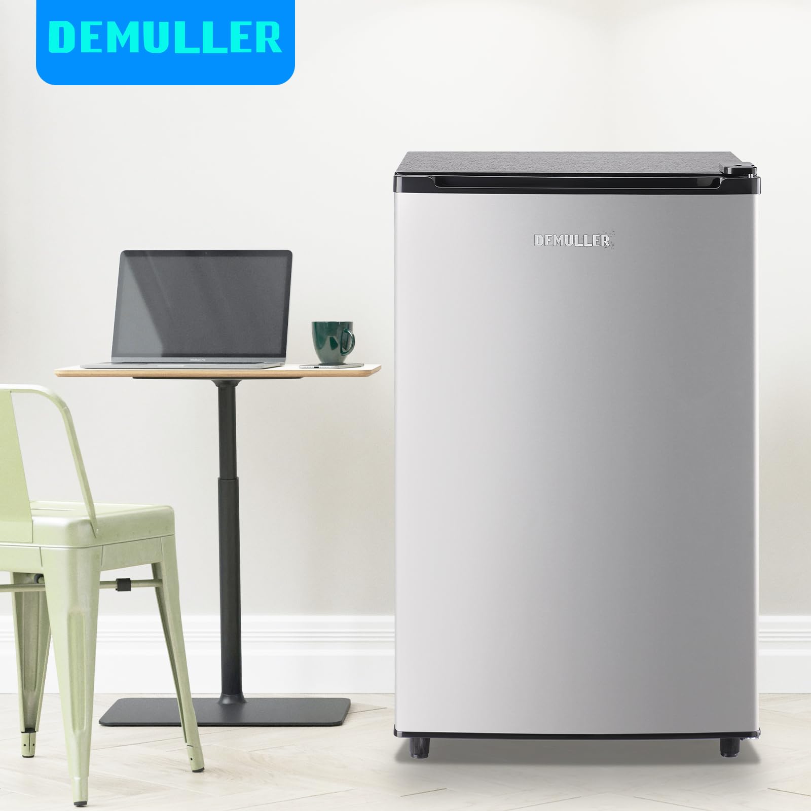 3.2 Cu.Ft Upright Freezer - 7 Adjustable Temperature Settings, Rapid Cooling Technology, Compact Single Door Design for Home, Kitchen, Dorm, Office, RV - Silver (Ideal for Frozen Food Storage & Space Saving)