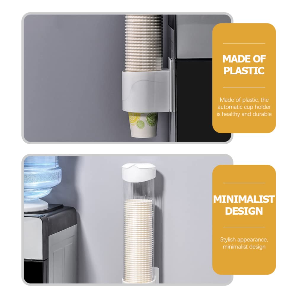 Plastic Paper Cup Holder & Dispenser for Water Cooler - Stackable Cup Organizer Rack with Hanging Storage Container for Office, Kitchen, or Break Room Use
