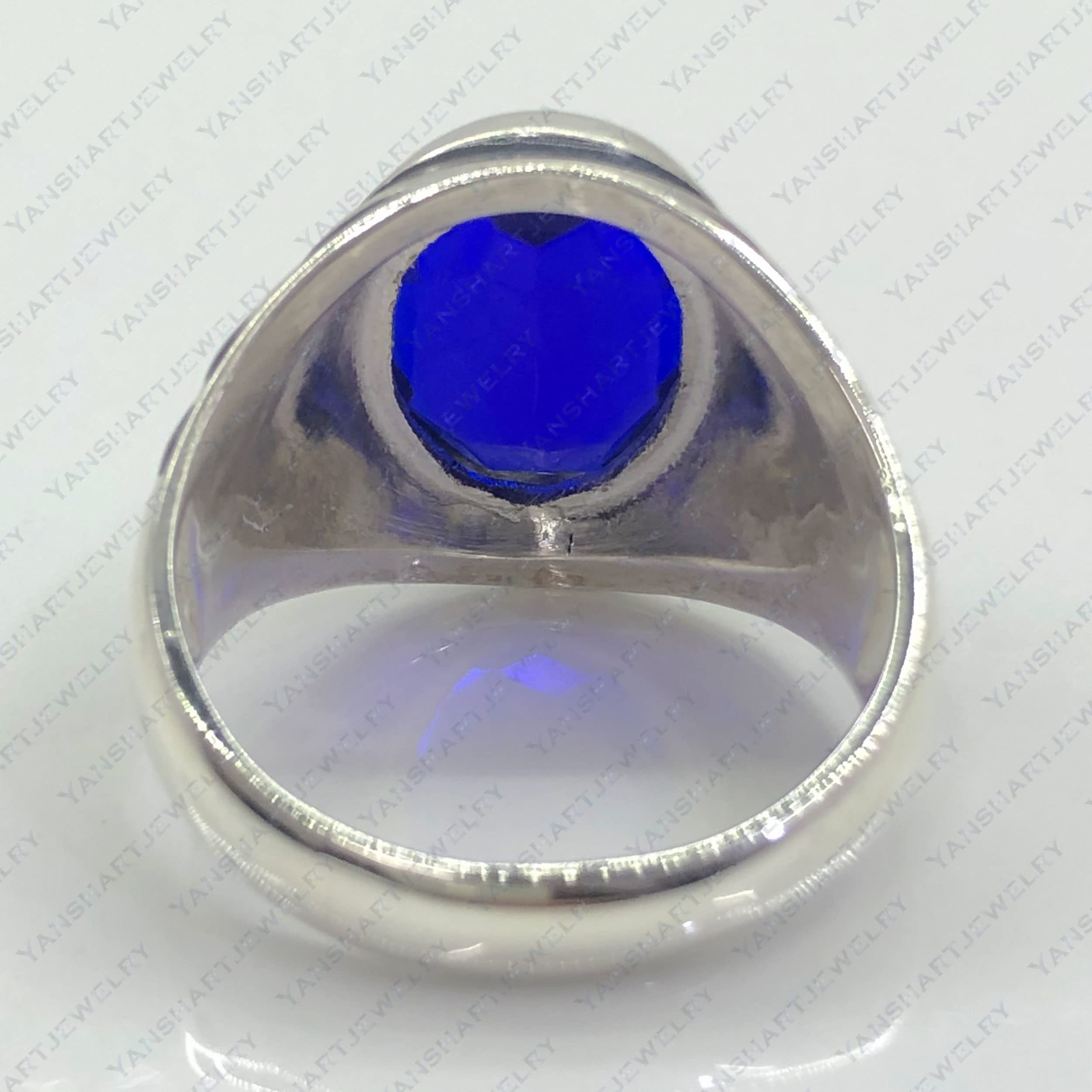 Blue Sapphire Engagement Ring for Women & Men - 925 Sterling Silver Wedding Band with CZ Stones - Anniversary Gift for Her or Him - Perfect for Proposals, Weddings & Special Occasions