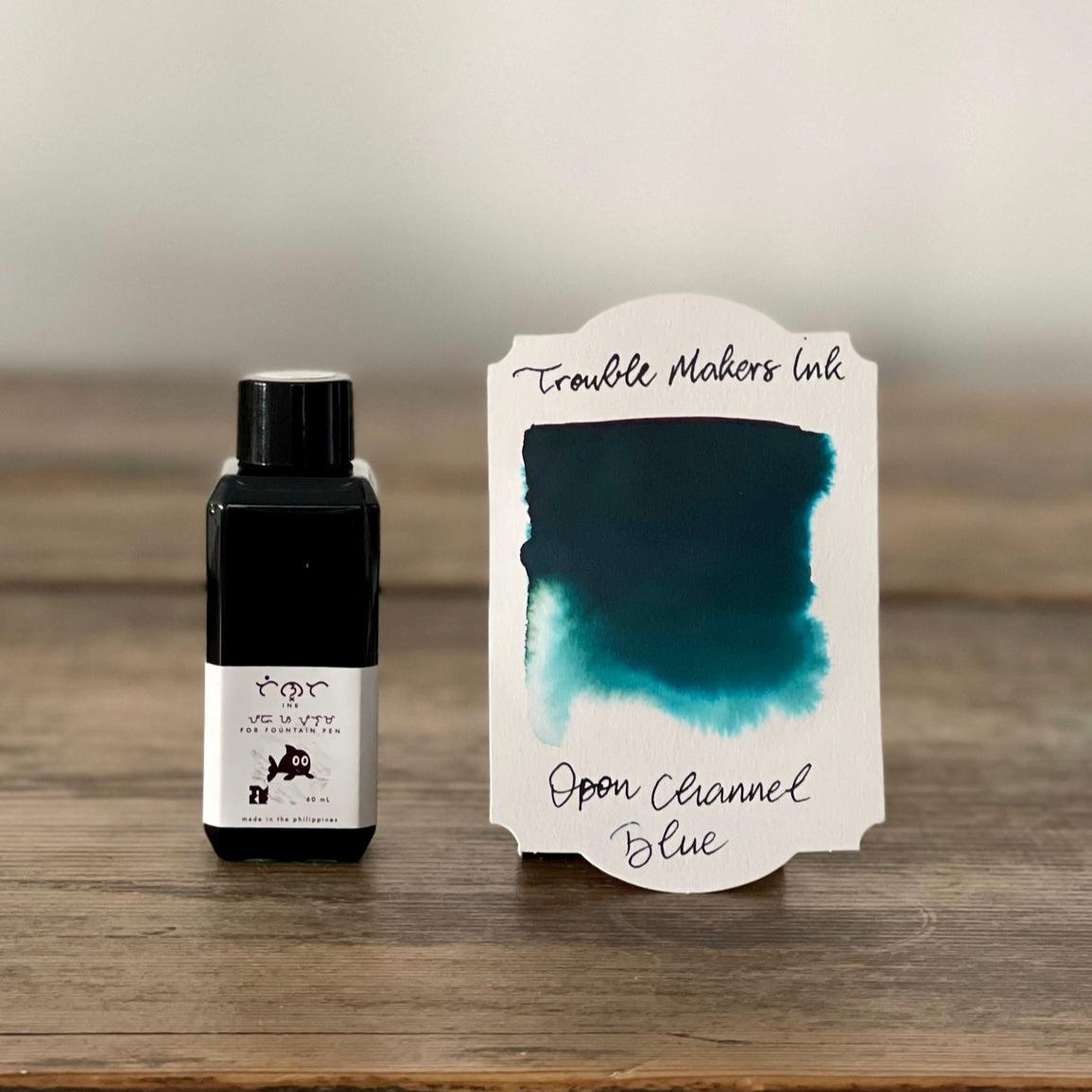 Troublemaker Opon Channel Blue Fountain Pen Ink - Premium Smooth Writing Ink for Calligraphy, Art & Everyday Use