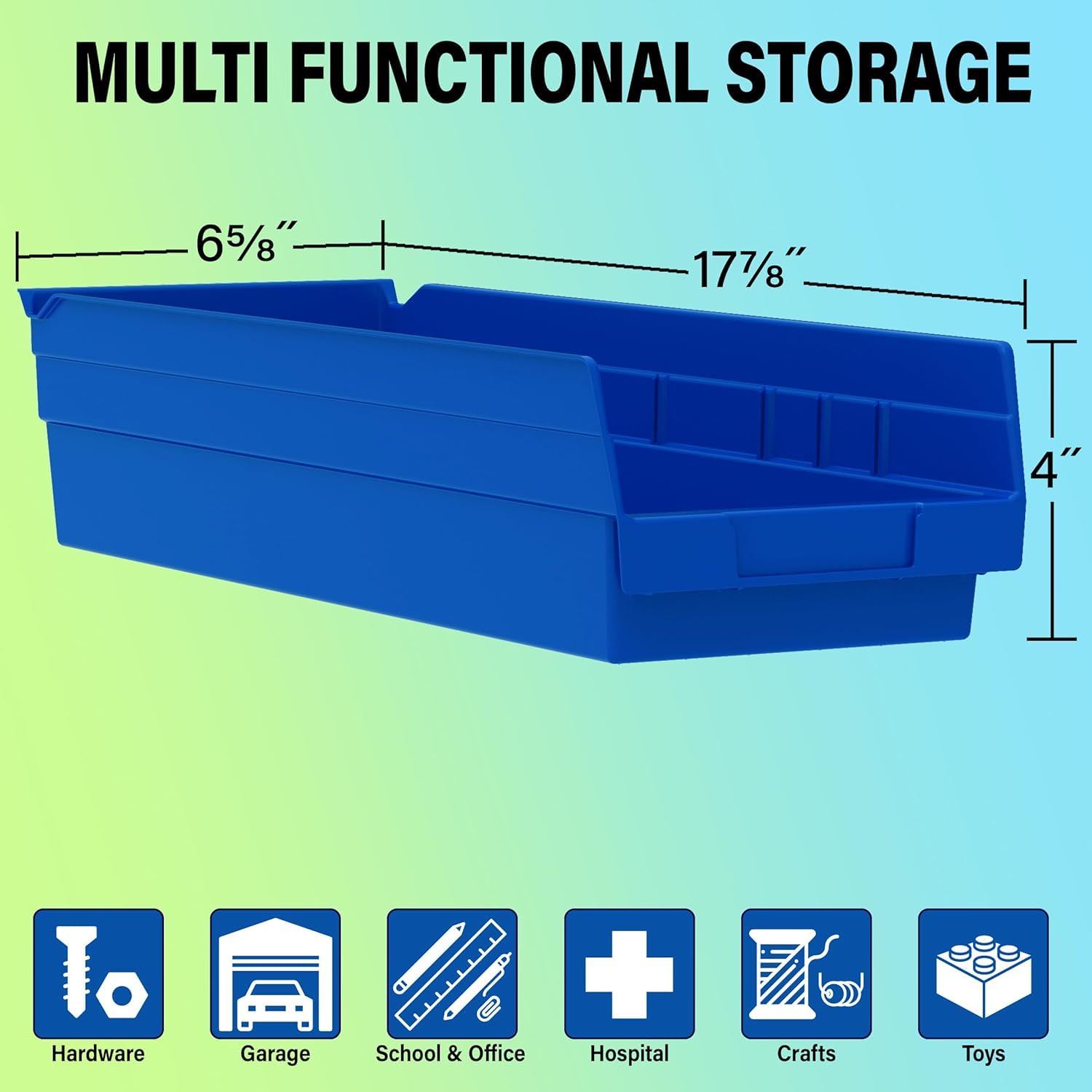 Akro-Mils 30138 Heavy Duty Clear Plastic Shelf Bins - 18