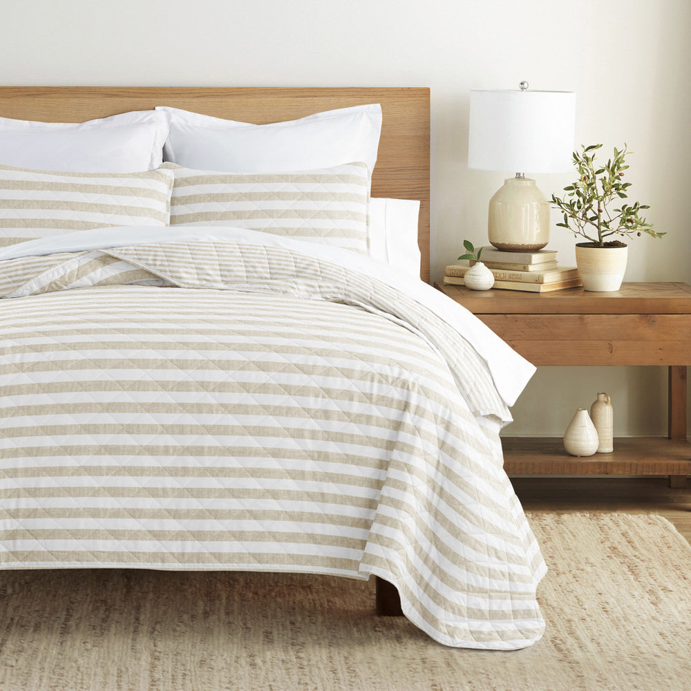 Reversible Quilted Coverlet Set - Classic Striped Bedding for All Seasons | Perfect for Guest Rooms, Master Bedrooms & Cozy Home Decor