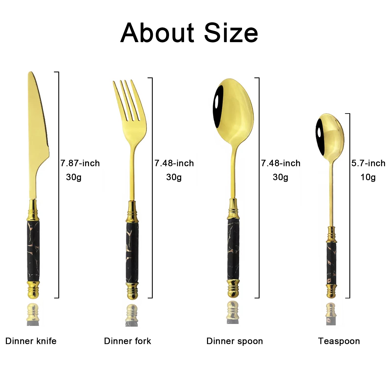 Premium 24-Piece Stainless Steel Flatware Set with Marble Texture & Mirror Polish - Elegant Cutlery Set for Kitchen, Dining, and Gifts (Black) | Perfect for Home Entertaining, Weddings, and Dinner Parties