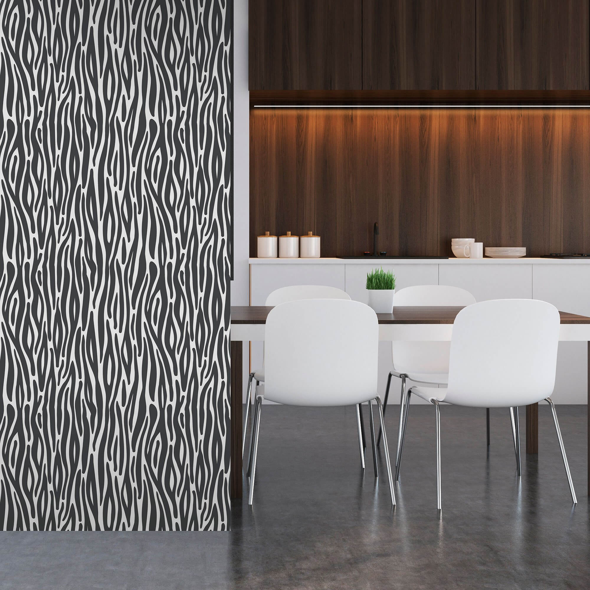 Grey Animal Print Peel and Stick Removable Wallpaper - Self-Adhesive Decorative Vinyl for Bedroom, Living Room, Nursery & Office - Easy to Apply & Remove - 2304
