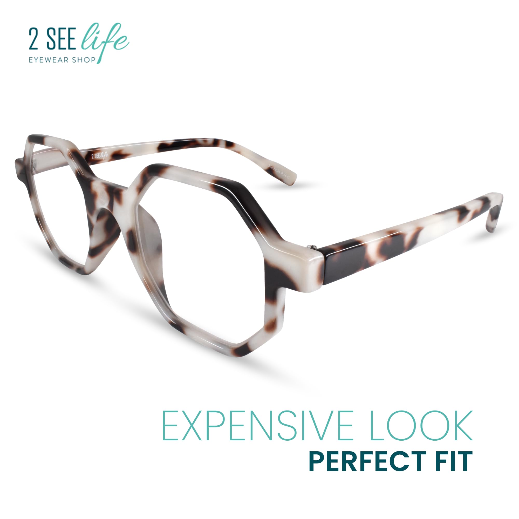Funky White Tortoise Large Hexagon Reading Glasses for Women - Fashionable Geometric Eyeglass Frames for All Face Shapes - Perfect for Reading, Working, and Stylish Everyday Wear - Cheaters Glasses 1.0