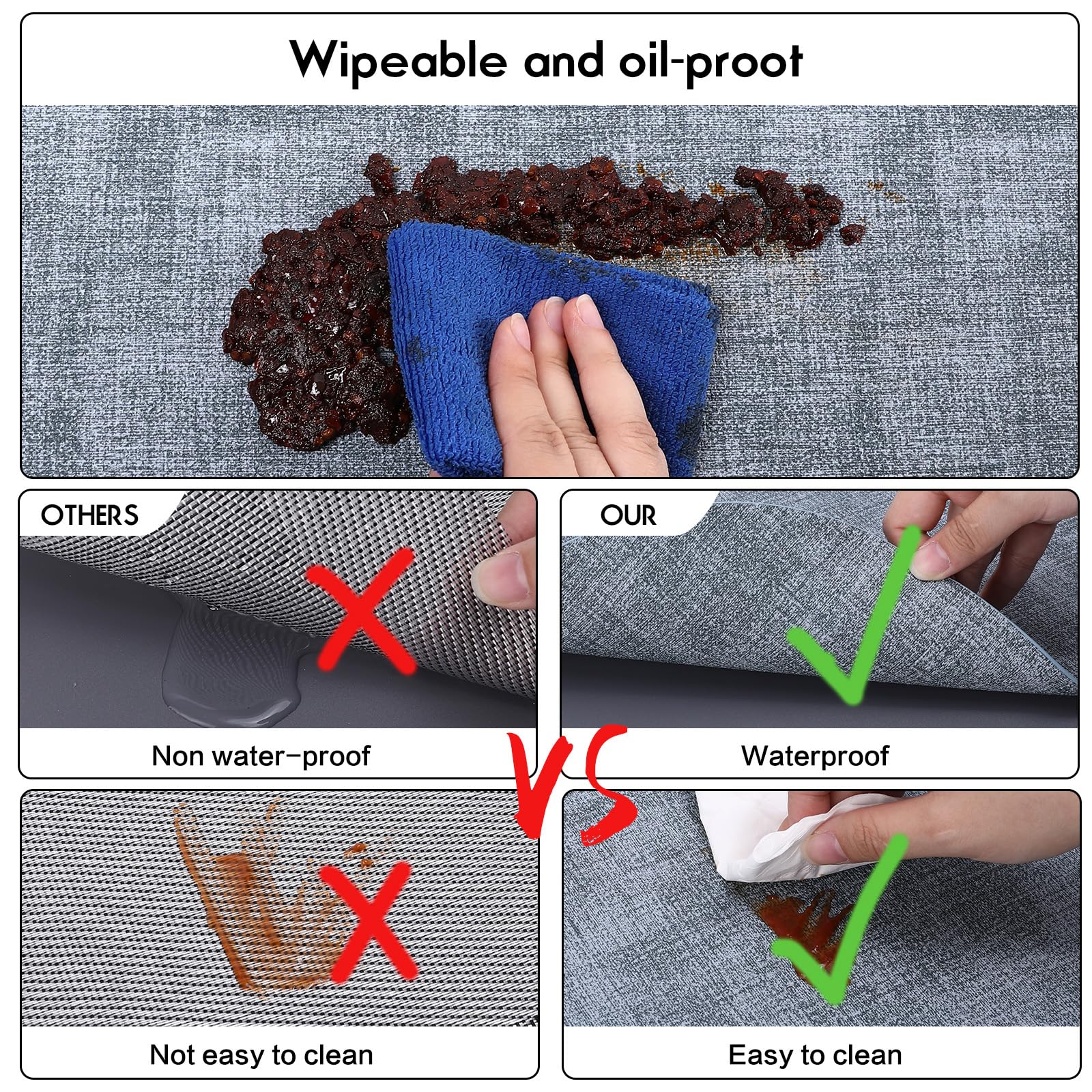 Premium Blue Placemats Set of 4 - Waterproof Leather Table Mats for Indoor & Outdoor Use - Easy to Clean Dining & Kitchen Placemats - Perfect for Parties, BBQs, and Everyday Meals