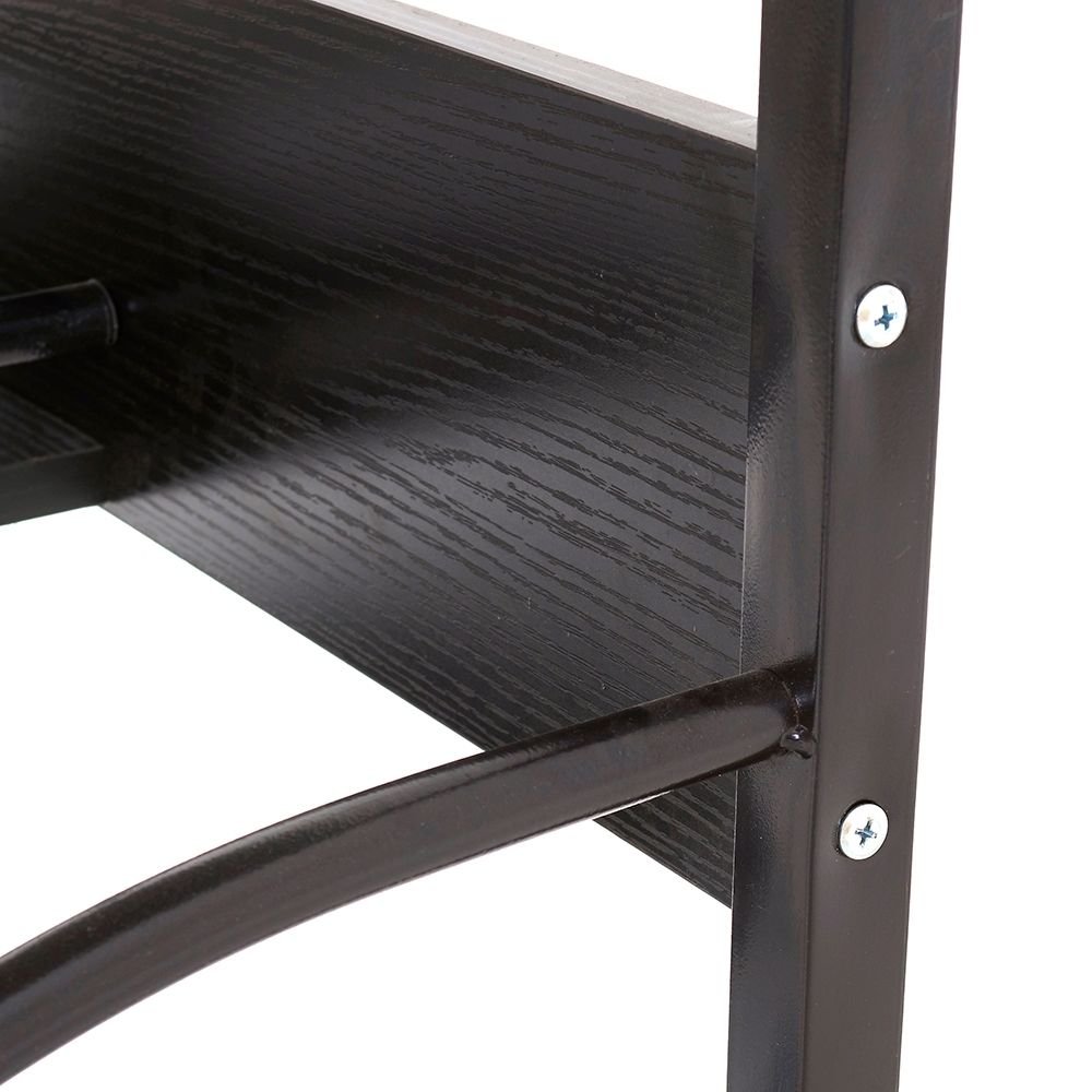 FCH Small Computer Desk with Keyboard Tray & Storage Shelves - Sturdy Steel Metal Standing Desk with Tempered Glass Top for Home Office, Gaming Setup & Workspace - Black Modern Workstation for Small Spaces