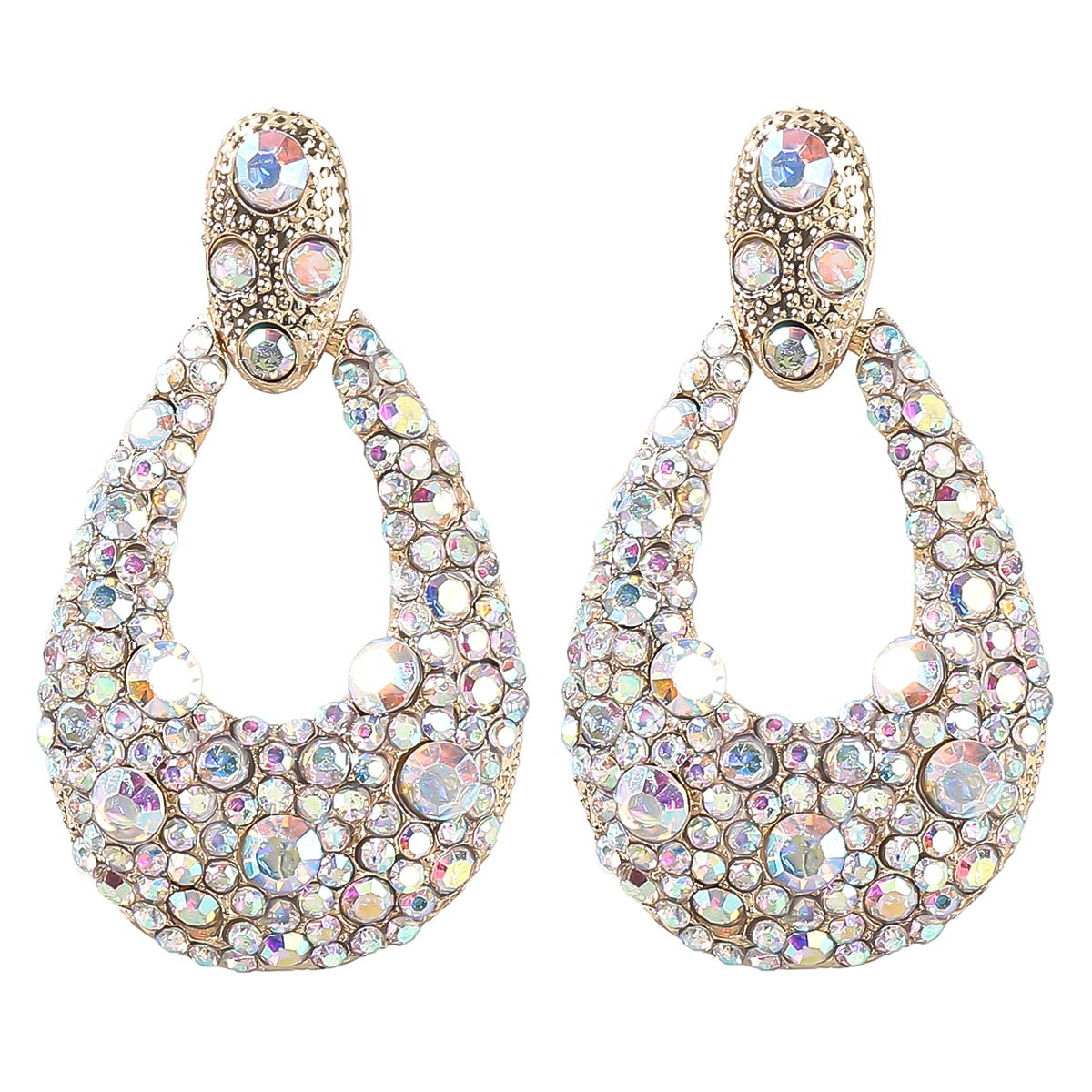Sparkling Rhinestone Teardrop Dangle Earrings for Women - Crystal Geometric Drop Earrings | Wedding, Prom, Party Jewelry | Elegant Fashion Accessories for Girls & Ladies (Perfect for Evening Events, Date Nights & Special Occasions)