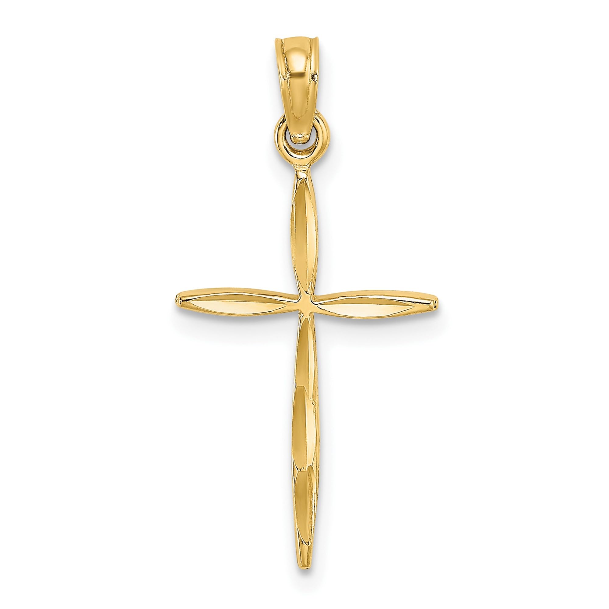10K Solid Yellow Gold Holy Cross Pendant Necklace for Women - Religious Jesus Christ Charm Jewelry Gift for Baptism, First Communion & Church Occasions