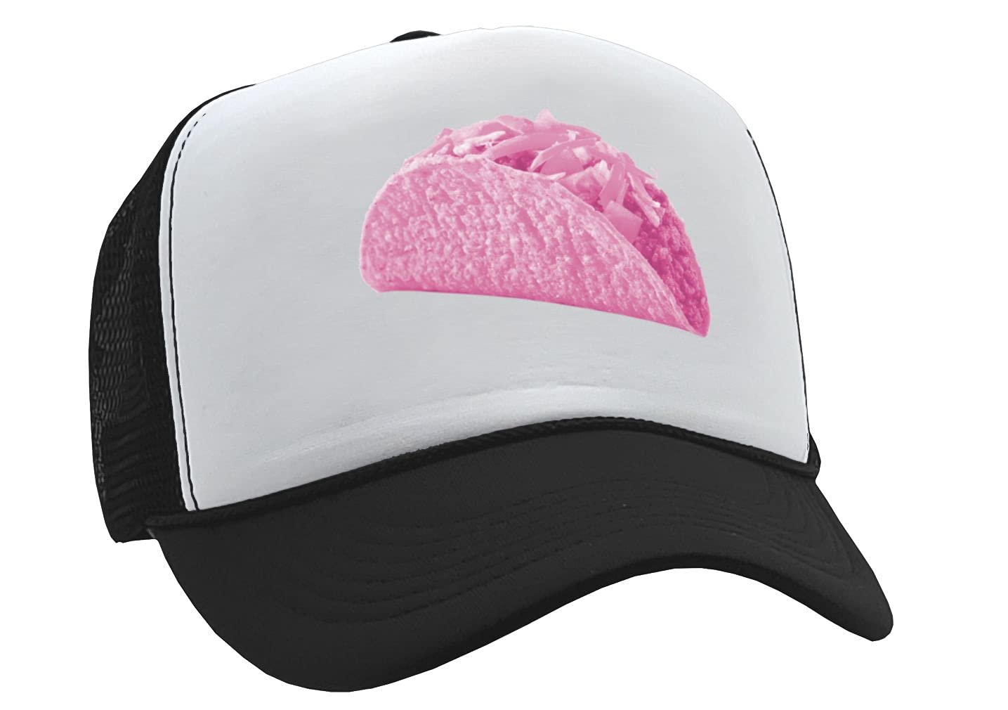 Gooder Tees - Pink Taco Funny Trucker Hat - Vintage Retro Style Joke Gag Prank Gift for Women & Men - Perfect for Parties, Costumes & Casual Wear