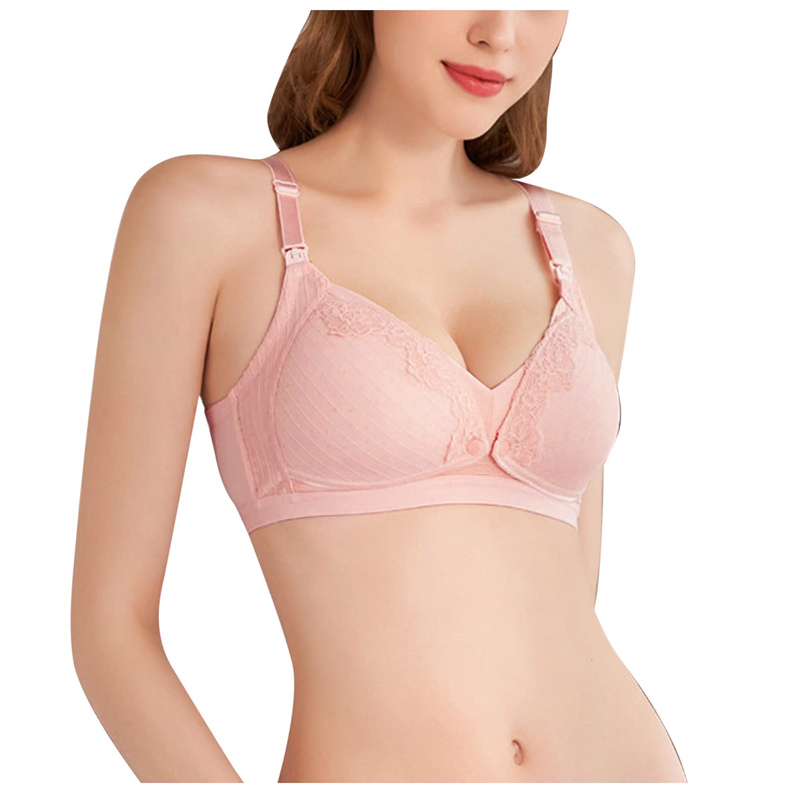 Front Closure Nursing Bra for Women - Adjustable Maternity & Breastfeeding Underwear with Buckle - Comfortable Intimates for Daily Wear & Sexy Play - Pink, 80B - Perfect for Nursing Moms & Intimate Moments