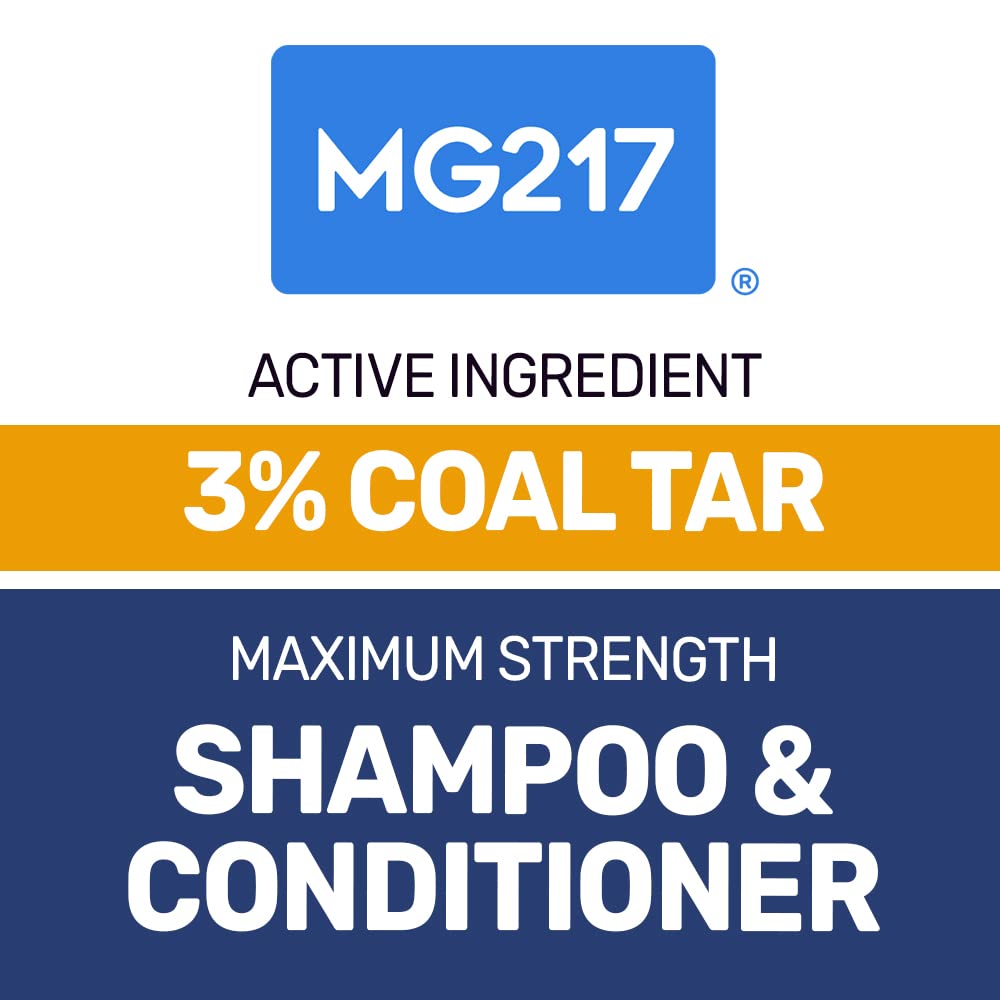MG217 Psoriasis Shampoo with 3% Coal Tar - Therapeutic Scalp Treatment for Itching, Scaling & Flaking - Controls Scale Buildup - Psoriasis Relief Shampoo & Conditioner (8 fl oz, Pack of 2) - Ideal for Daily Scalp Care & Symptom Management
