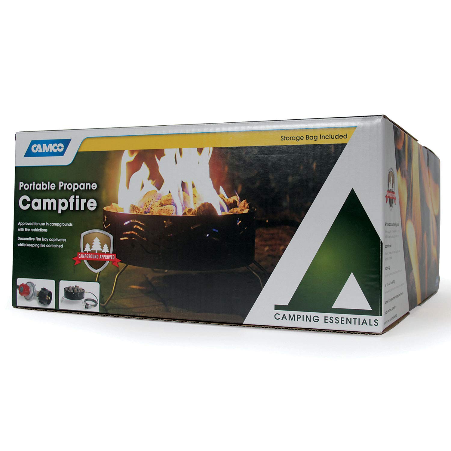 Portable Outdoor Propane Heater - Compact Campfire Pit with Lava Rocks for Camping, Tailgating, Patio & Backyard Use | Black | Camco 58041 | Perfect for Outdoor Gatherings, BBQ Parties & Cold Nights