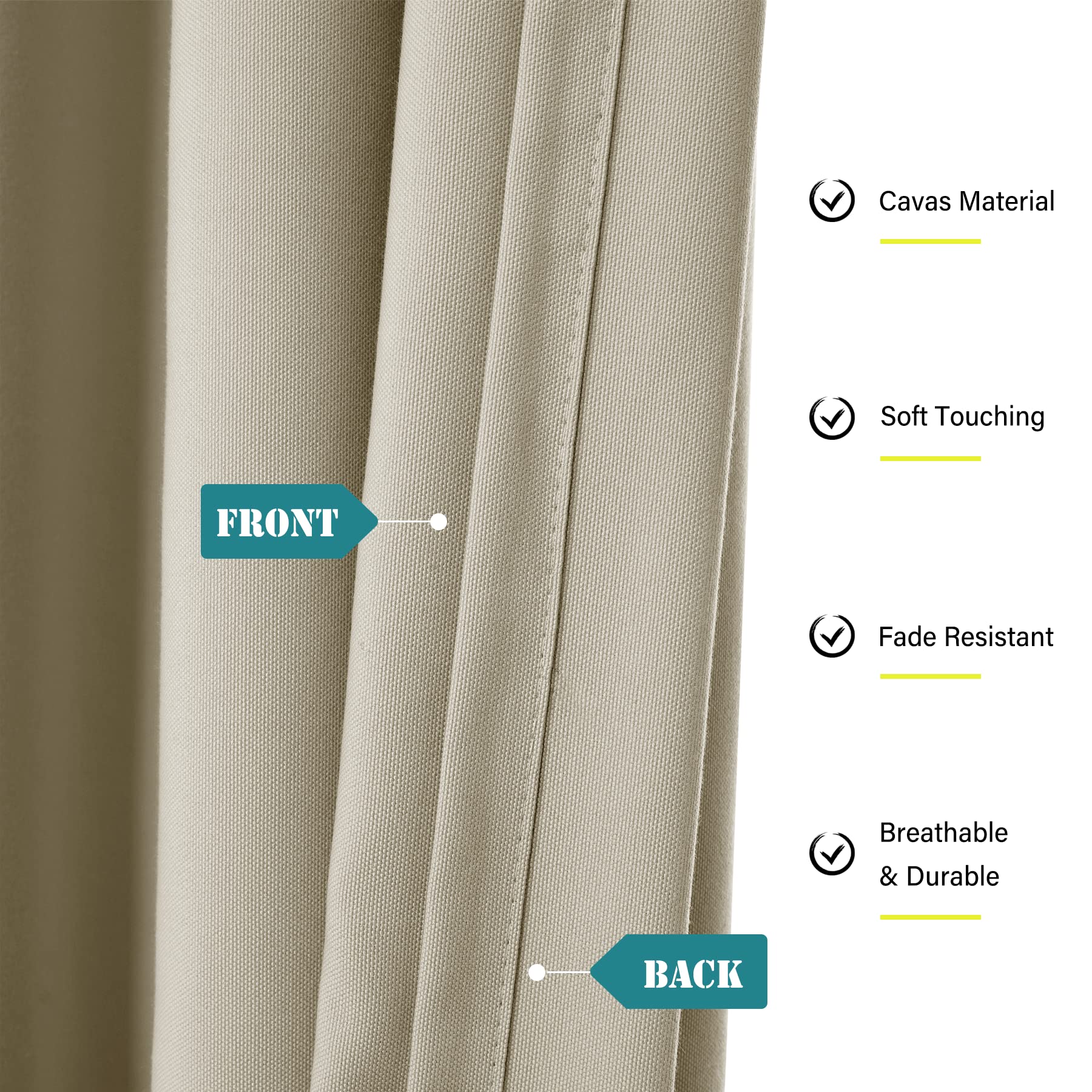 Waterproof Beige Outdoor Curtains 120