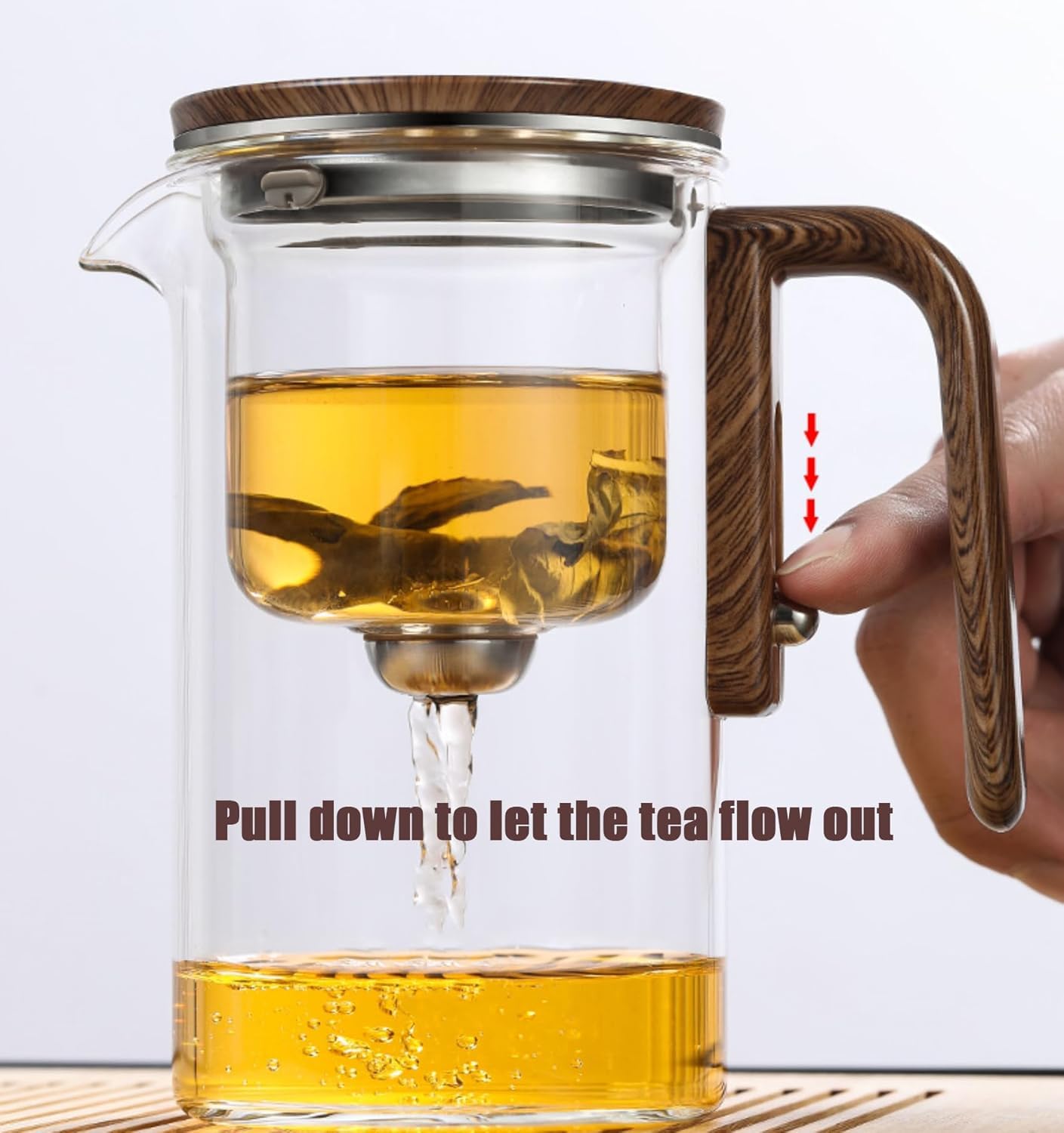 Enchanti Magic Glass Teapot with Strainer & Wooden Handle - 17oz Witchcraft Teapot for Loose Leaf Tea | Perfect for Tea Ceremonies, Witchy Aesthetics & Gift Giving