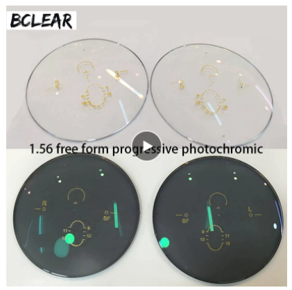 BCLEAR 1.56 Index Photochromic Progressive Lenses - Brown Color Transition Lenses for Outdoor Activities & Driving