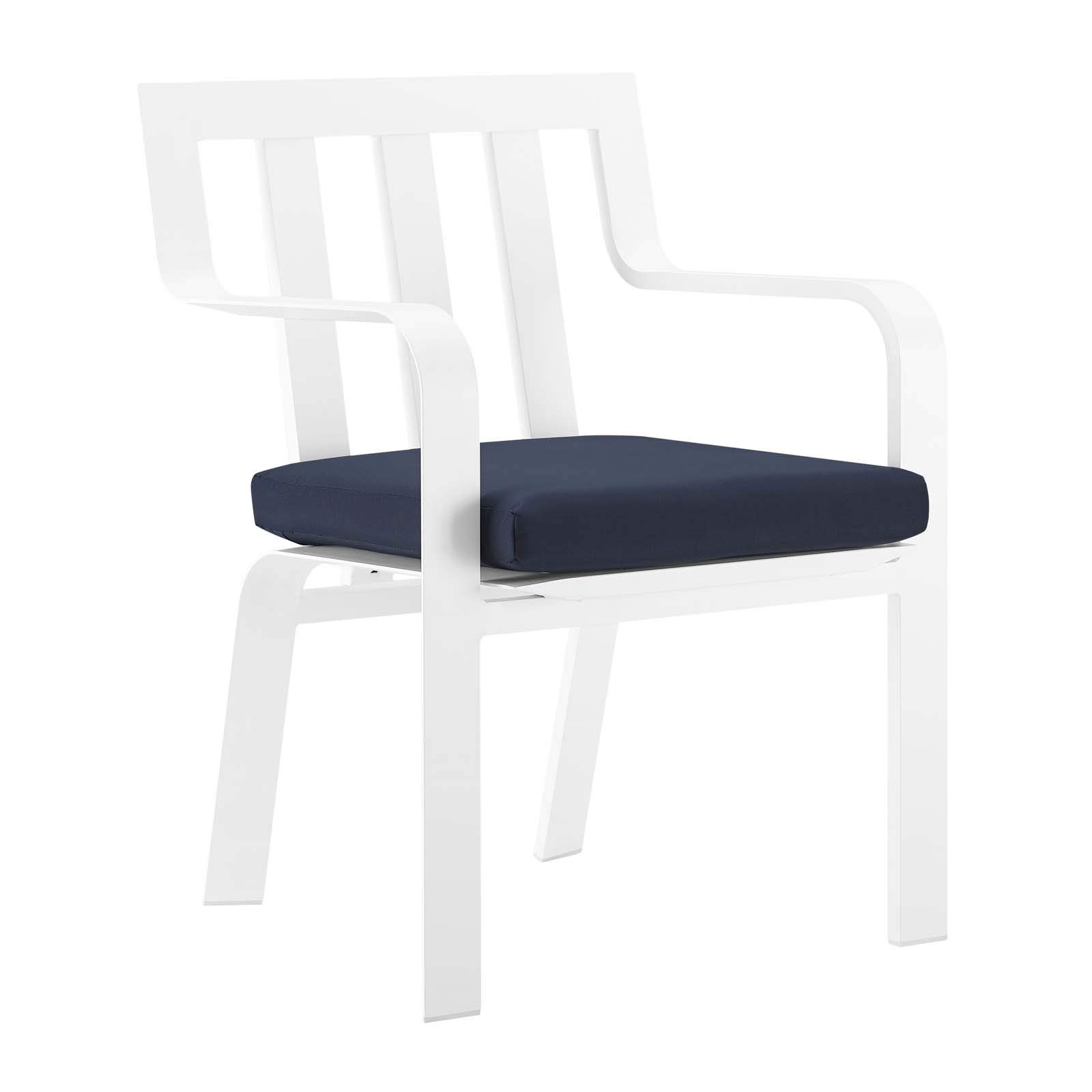 Modway EEI-3961-WHI-NAV Baxley Lounge & Deep Seating Dining Chairs Set of 2, White & Navy Blue Upholstered - Perfect for Living Room, Dining Room, or Outdoor Patio Furniture