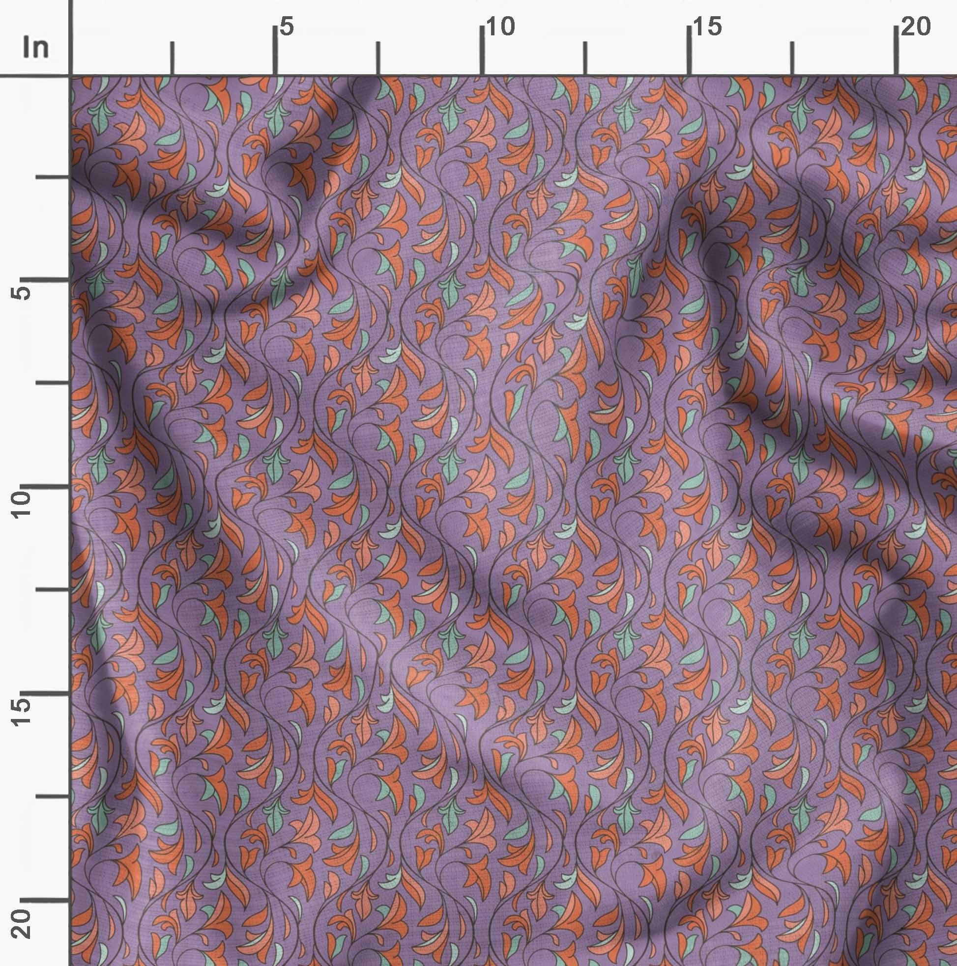 Soimoi Moss Georgette Purple Fabric by The Yard - 42 Inch Wide Printed Fabric with Artistic Leaf & Floral Patterns for DIY Fashion, Home Decor, and Craft Projects - Elegant Dressmaking Material for Blouses, Curtains, and Scarf Making