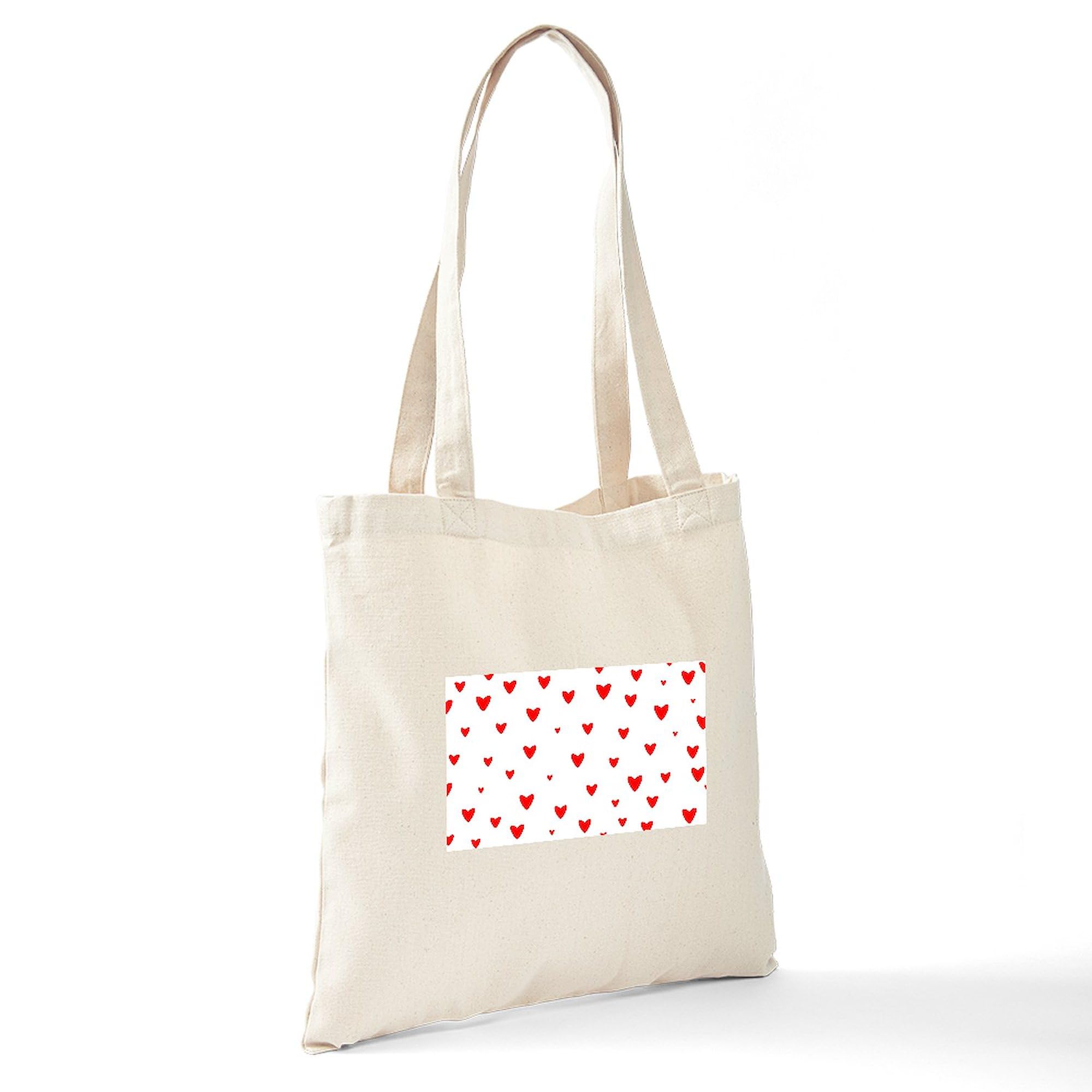 Red Hearts Canvas Tote Bag - Eco-Friendly Reusable Shopping Bag with Romantic Design | Perfect for Groceries, Beach Trips & Valentine's Day Gifts
