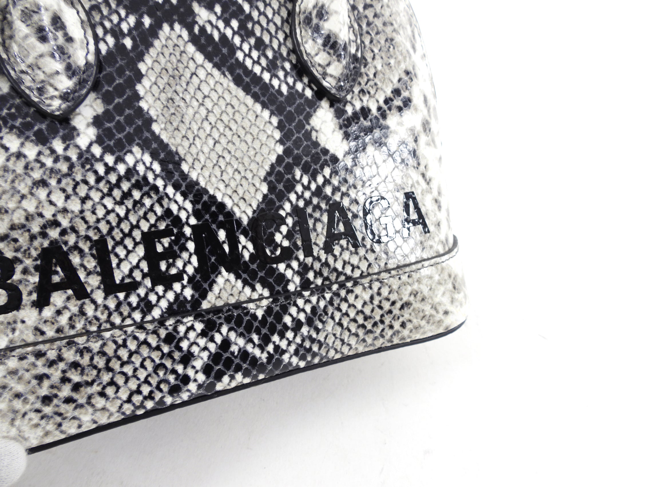 Balenciaga XXS Ville Python Printed Calfskin Mini Crossbody Bag for Women | Luxury Designer Handbag for Evening Parties & Night Out