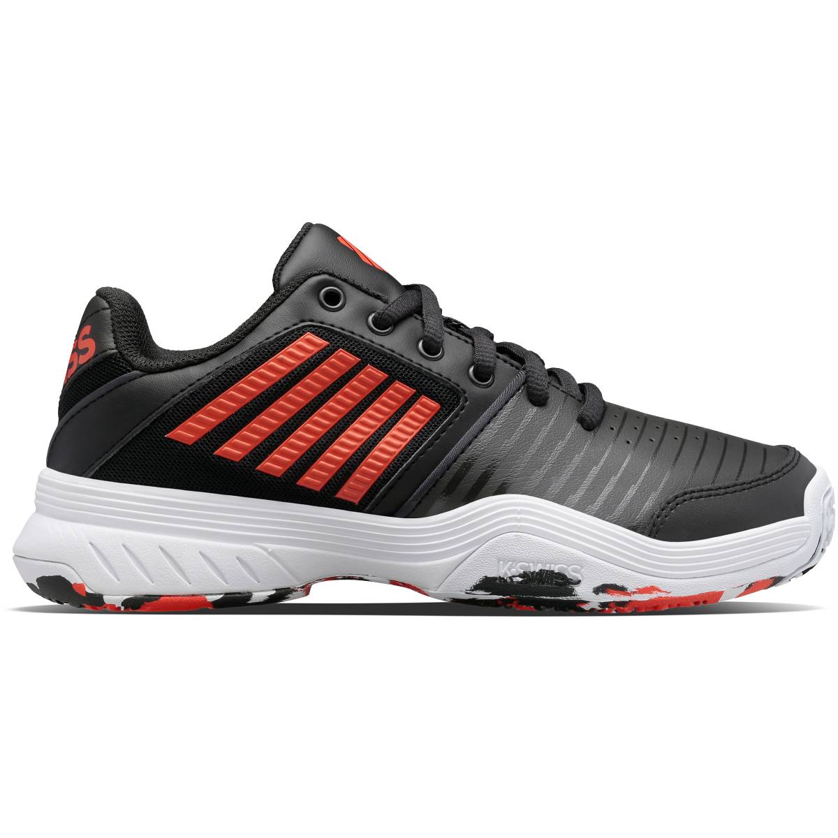 K Swiss Court Express OMNI Junior Tennis Shoes for Kids - Black/White/Orange - Lightweight & Durable for Court Play, Training & Casual Wear