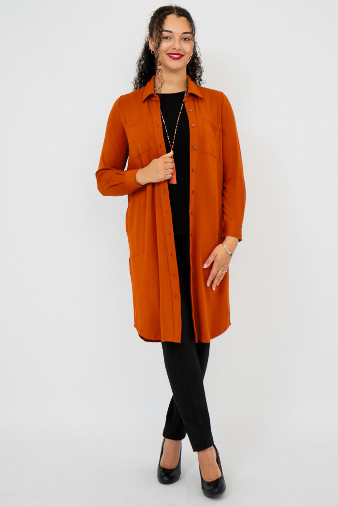Premium Lois Duster Coat in Elegant Copper & Bamboo Colors - Stylish Outerwear for Women | Perfect for Fall Fashion, Office Wear & Casual Outings