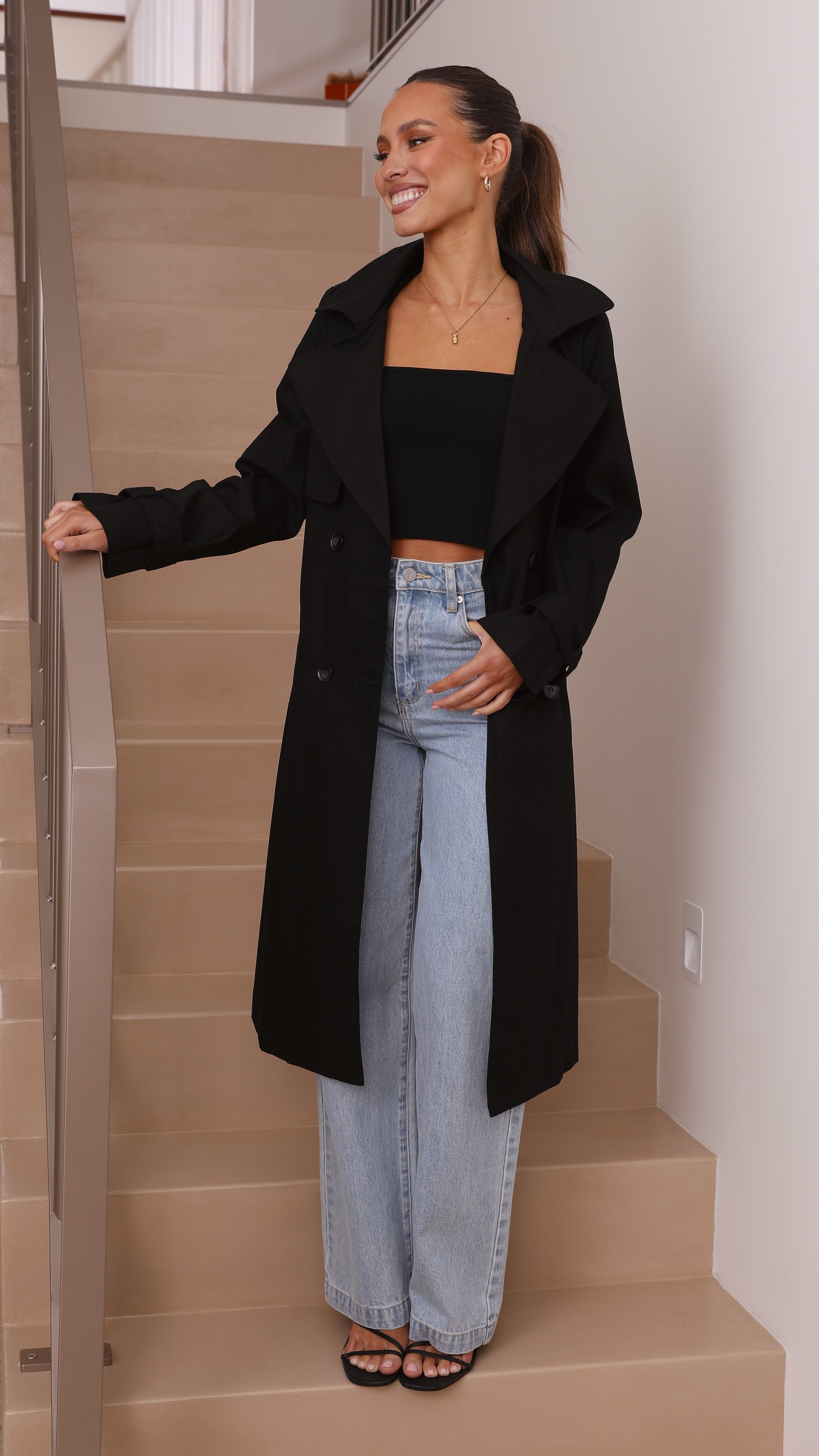 Byron Classic Black Trench Coat for Men & Women | Waterproof Outerwear for Fall & Winter | Perfect for Office, Travel & Formal Occasions