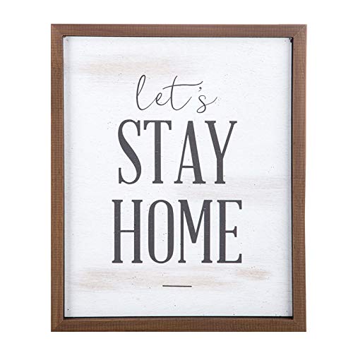 Let's Stay Home Wood Wall Decor - Rustic Home Decoration Sign for Living Room, Bedroom & Farmhouse Style Interiors | Perfect Housewarming Gift & Cozy Home Decor