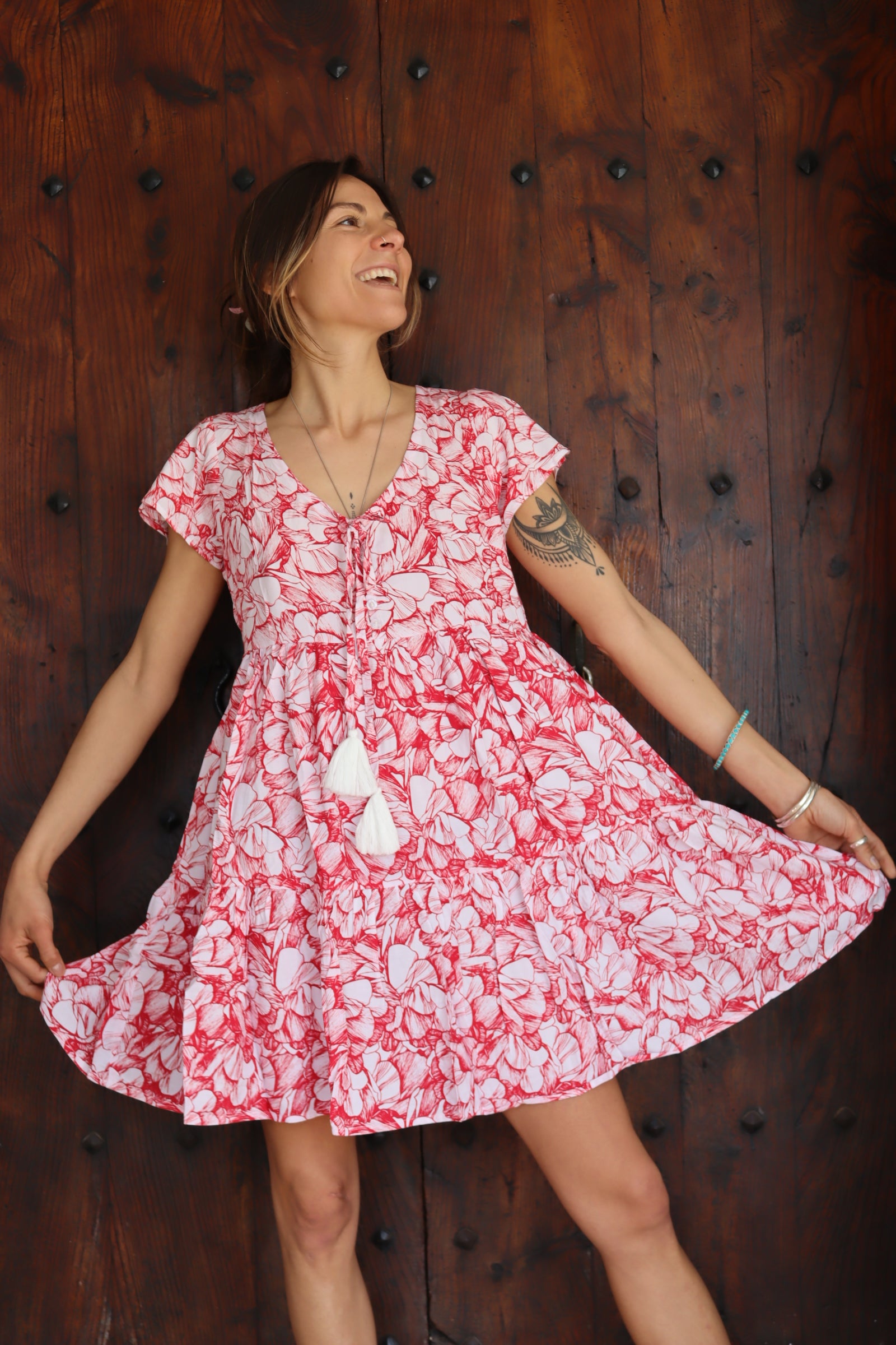 Boho Sweet Short Dress for Women - Flowy Summer Mini Dress with Floral Print, Perfect for Beach, Vacation, and Casual Outings