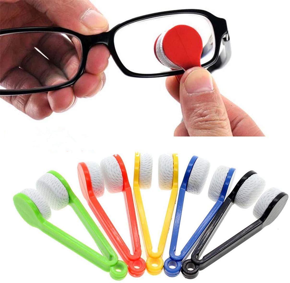 LERORO 12-Pack Microfiber Glasses Cleaner Kit with Soft Brush - for Eyeglasses & Sunglasses Care (Random Colors)