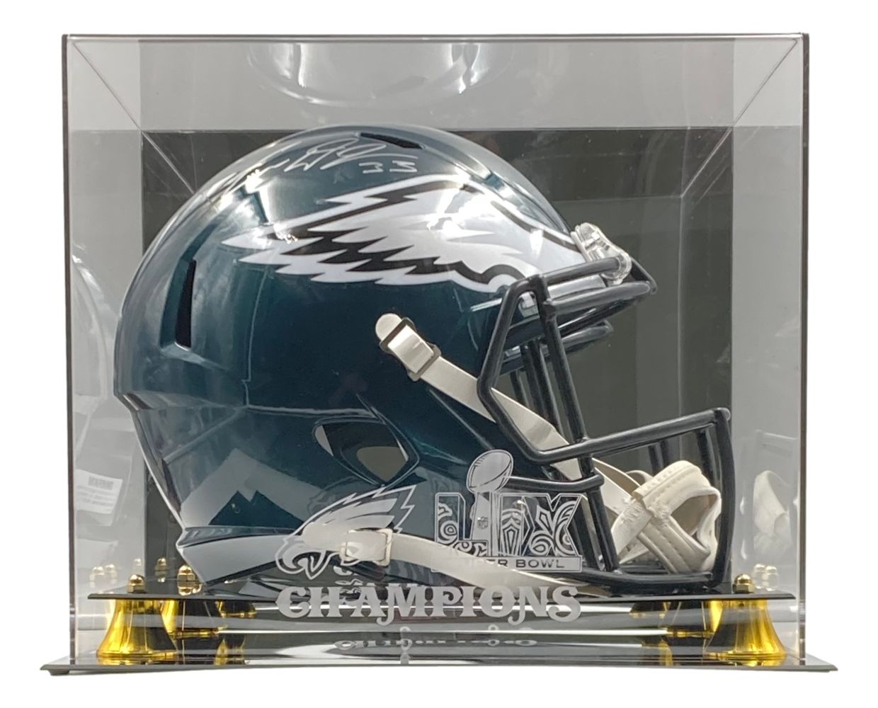 Cooper DeJean Signed Philadelphia Eagles Football Helmet Replica with Super Bowl LIX Case - Authentic Collectible for Eagles Fans, Man Cave Decor, Sports Memorabilia Gift