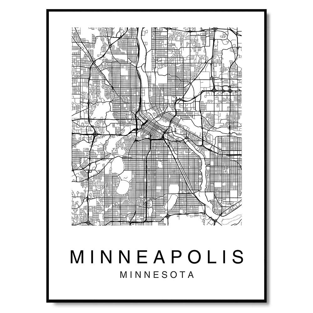 Minneapolis Skyline Wall Art Print - Black and White City Map Poster for Home Decor, Living Room, Office & Gifts - Perfect for Urban Style Interiors