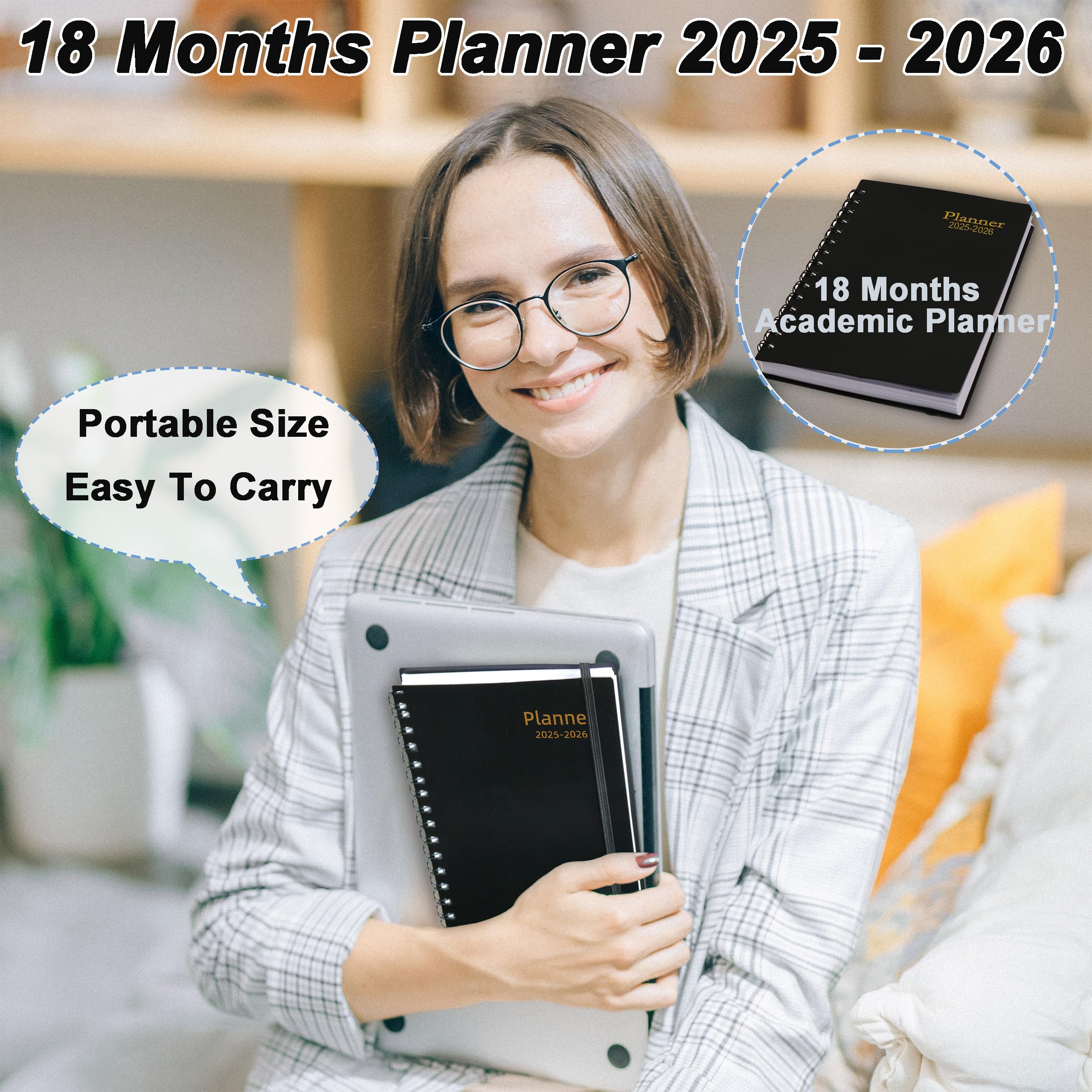 2025-2026 Academic Planner - 18 Month Weekly & Monthly Planner from January 2025 to June 2026 with Tabs, Thick 100GSM Paper, A5 Size Black Daily Organizer for Students, Professionals & Goal Tracking - Perfect for School, Office & Personal Productivity