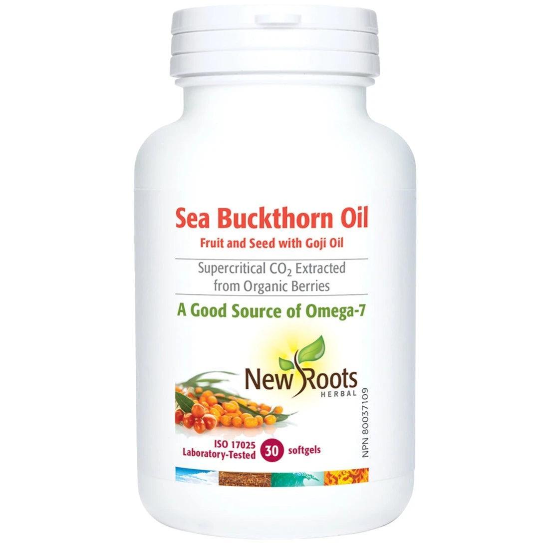 New Roots Seabuckthorn Oil 30 Softgels - Organic Omega 7 Supplement for Skin, Hair & Heart Health - Daily Immune Support & Antioxidant Boost