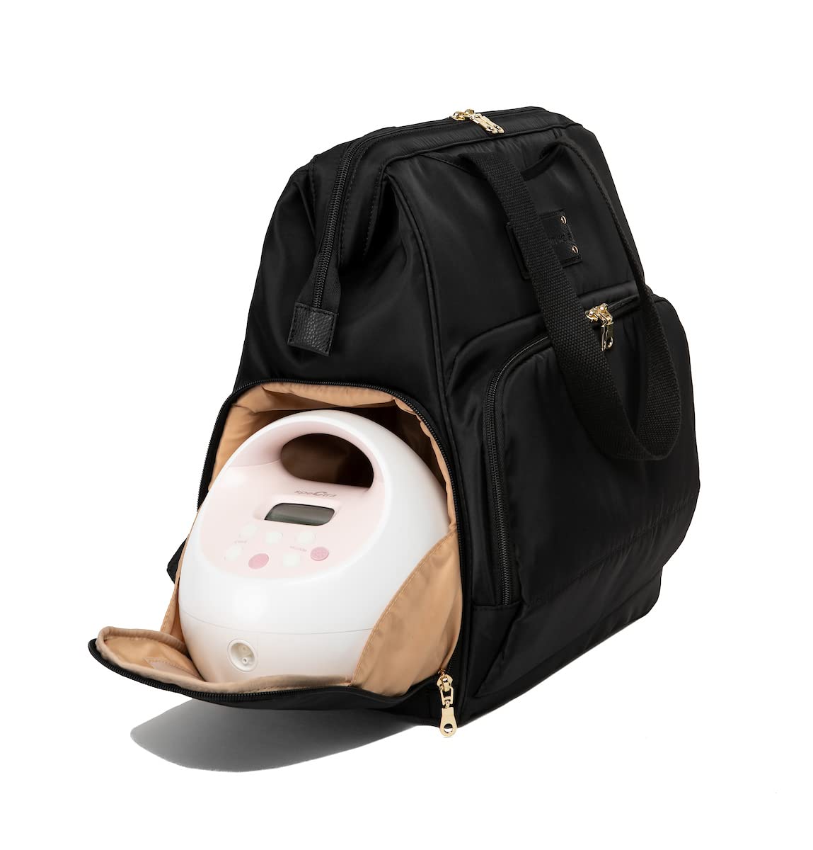 Sarah Wells Norah Breast Pump Backpack - Stylish & Functional Diaper Bag for Nursing Moms, Perfect for Work, Travel & On-the-Go Pumping (Black)