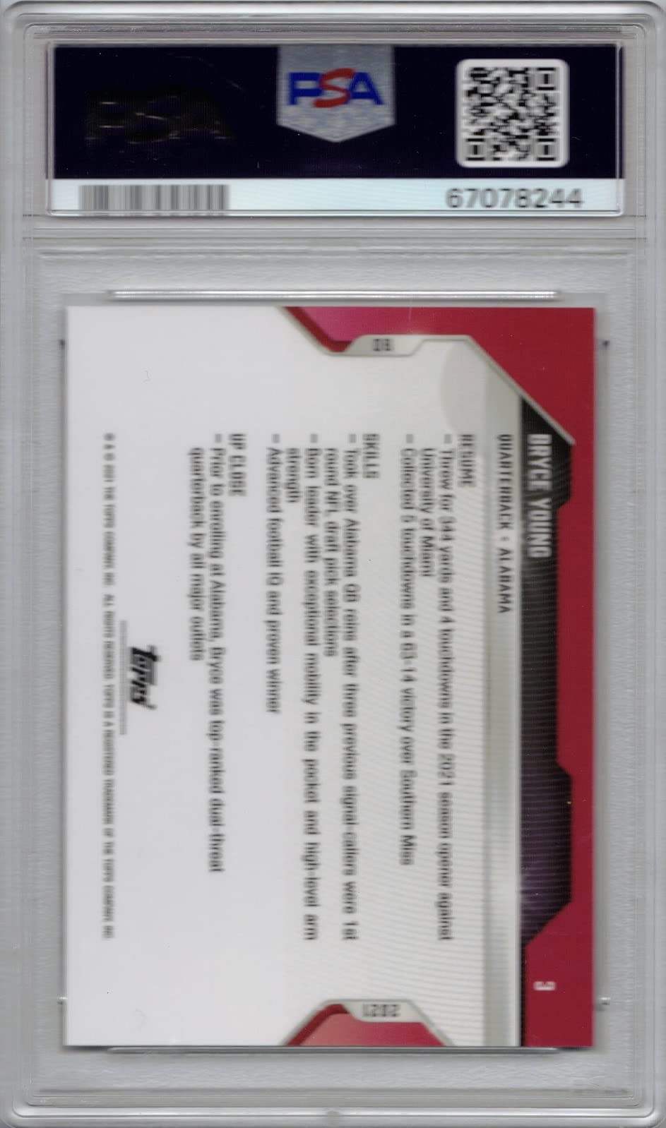 2021 Bowman Next Topps Now Football #3 Bryce Young Pre-Rookie Card PSA 10 Gem Mint - Rare Collectible for Sports Memorabilia Enthusiasts & Investment - Perfect for Display Cases, Trading, and Gifts