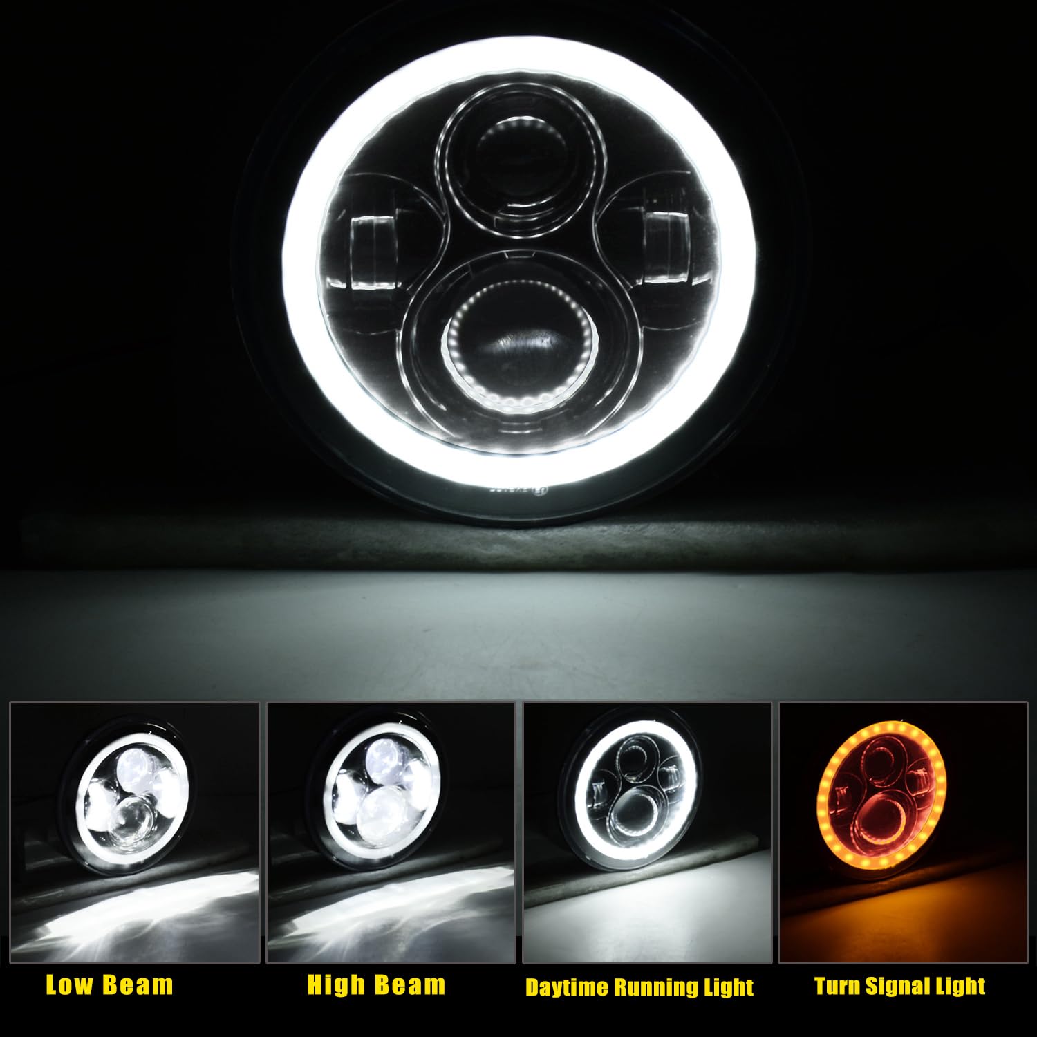 YEEGO DIRECT 7 inch Motorcycle LED Headlight & 4.5 inch Fog Lights - DOT Approved, Compatible with Harley Davidson Road King, Ultra Classic, Electra Glide, Street Glide, Trike, CVO, Heritage Softail, Slim, Deluxe, Fatboy (Silver) - High Visibility for Night Riding & Foggy Conditions