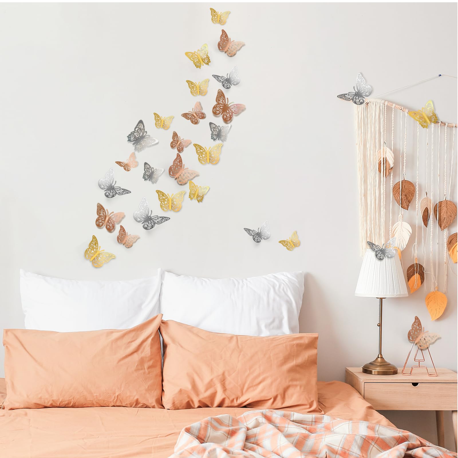 72 Pcs 3D Butterfly Decorations - 3 Sizes & Styles (Rose Gold, Gold, Silver) for Wall, Party, Birthday, Crafts & Cake Decorating | DIY Home & Event Decoration