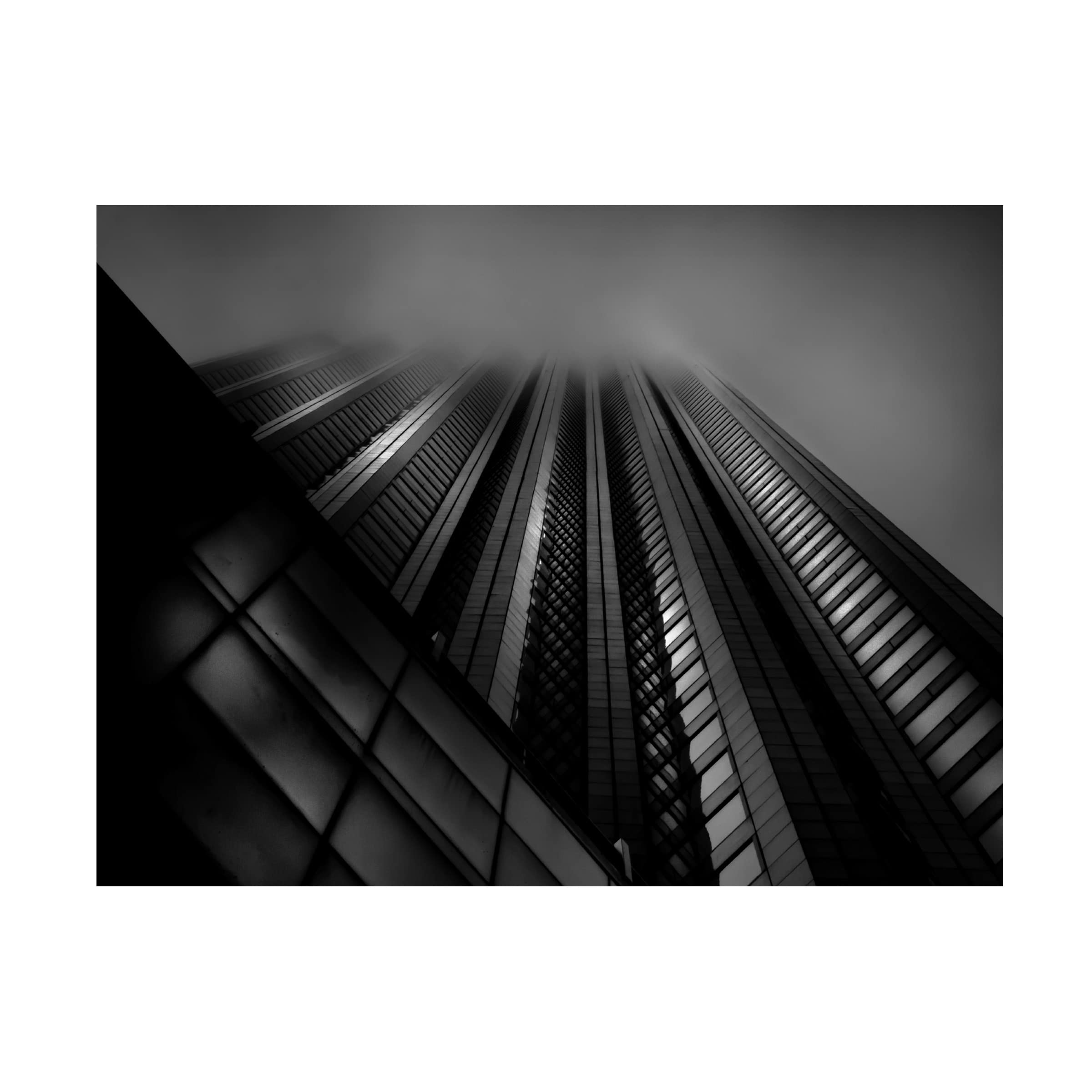 Brian Carson 'Downtown Fogfest No 10' Canvas Wall Art Print - Modern Abstract Cityscape Painting for Living Room, Office & Home Decor