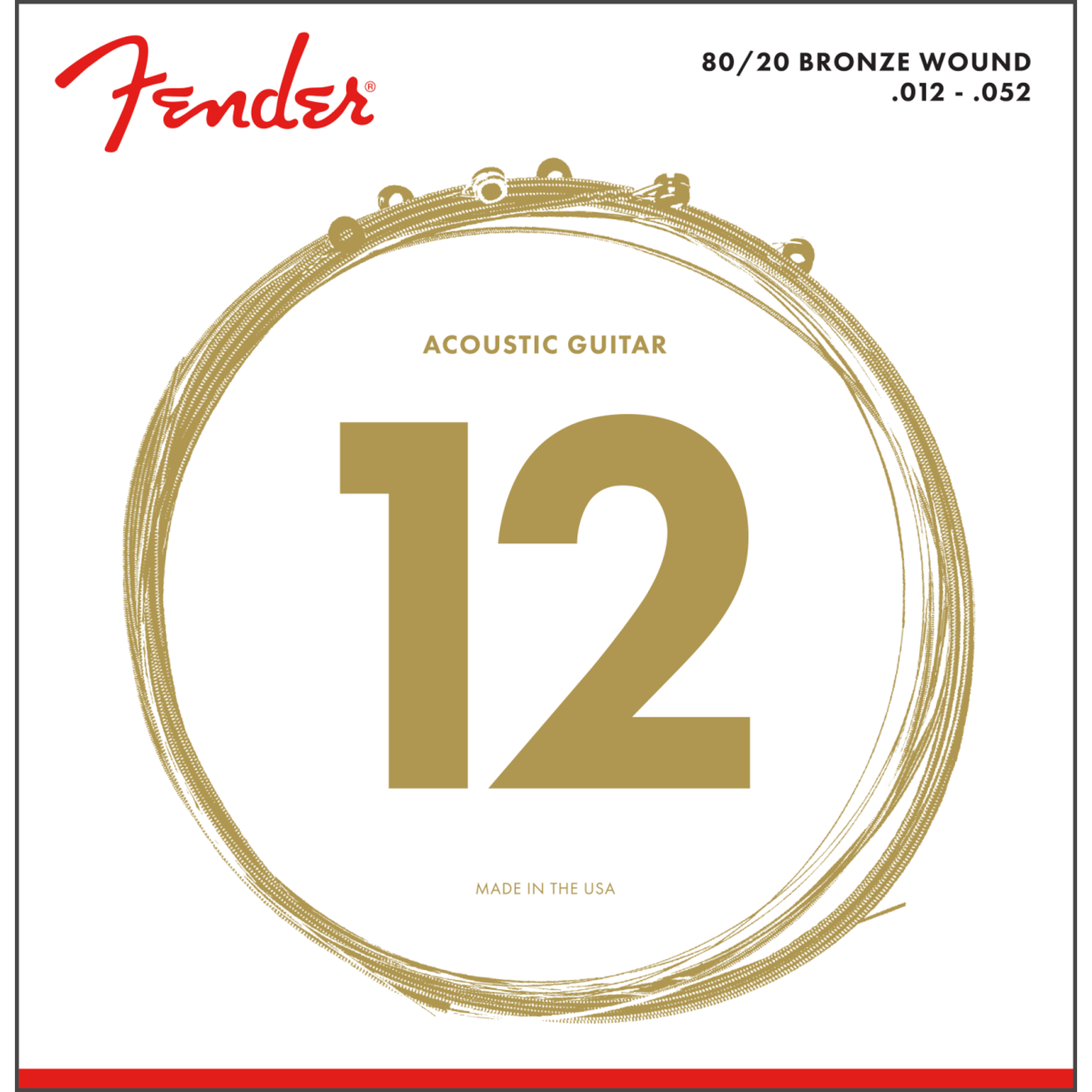 Fender 70L 80/20 Bronze Acoustic Guitar Strings - Light Gauge (12-53) for Warm Tone & Enhanced Playability | Perfect for Folk, Country & Fingerstyle Playing