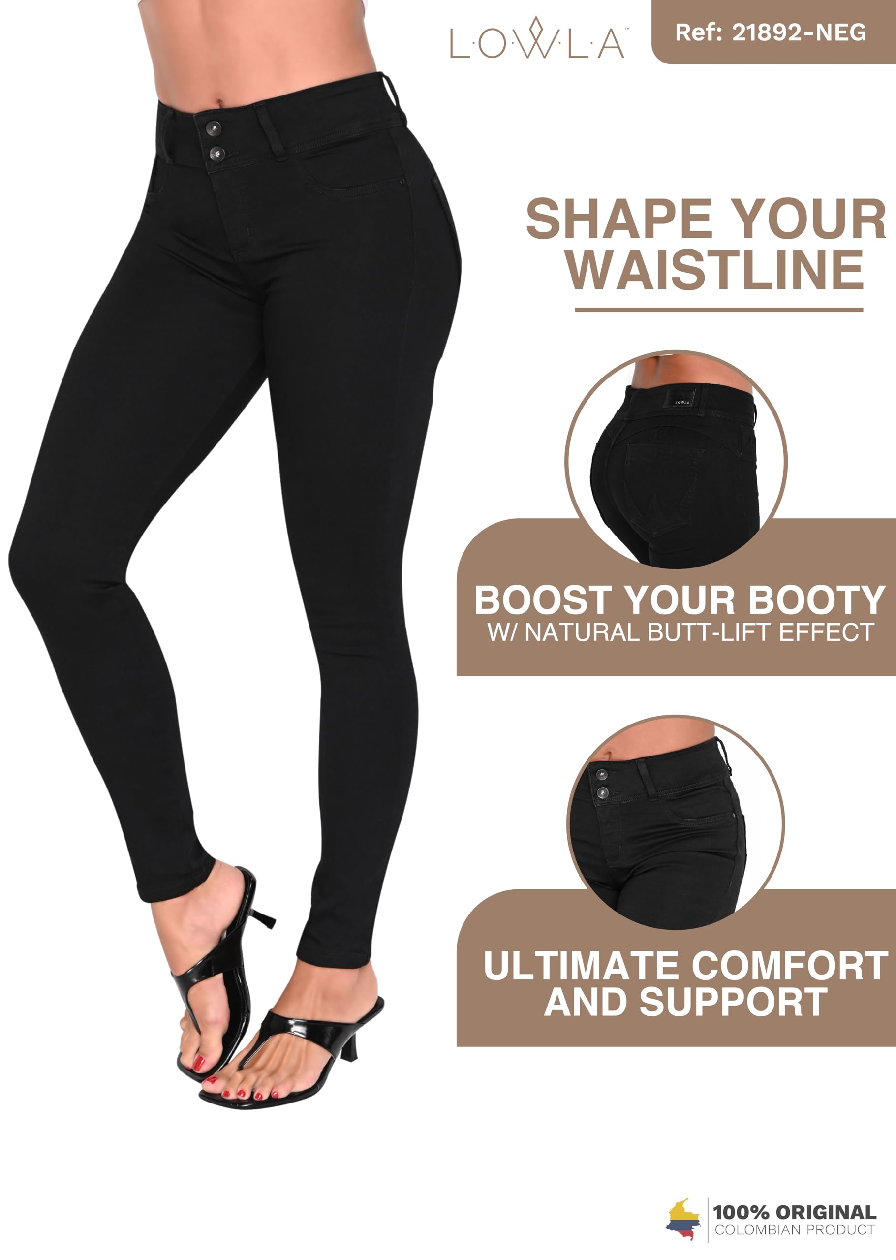 L.O.W.L.A SHAPEWEAR High Waisted Butt Lifting Jeans for Women | Colombian Style Tummy Control Denim Pants | Perfect for Date Night & Body Shaping