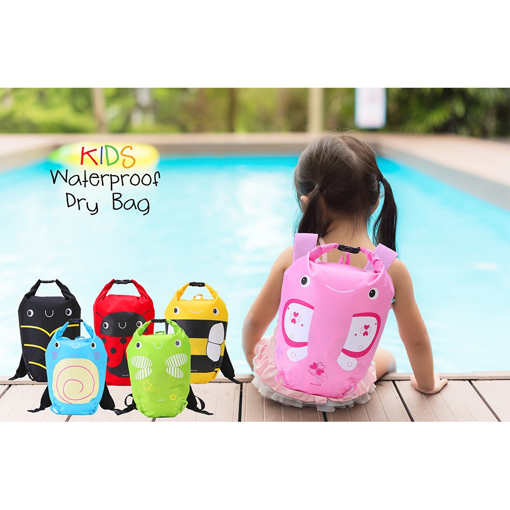 Waterproof Kids Beach Bag - 5L Dry Bag for Swimming, Travel & Outdoor Activities | Lightweight & Durable Backpack for Pool, Beach & Water Sports (Beetle Design)
