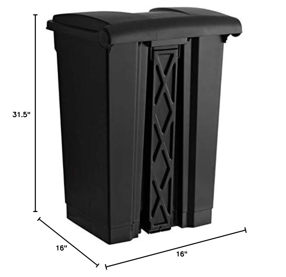 PRO&Family 12 Gallon/45L Hands-Free Foot Pedal Trash Can - Black Rectangular Waste Bin for Hospital, Nursing Home, School, Kitchen & Office | Ideal for Healthcare, Education & Commercial Spaces