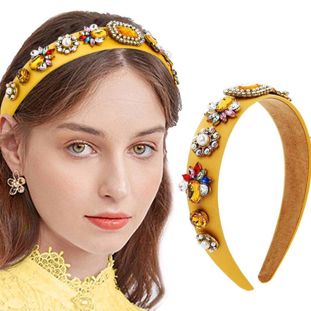 Retro Baroque Pearl Rhinestone Headbands for Women - Sparkling Champagne Bejeweled Hair Accessories for Parties, Weddings & Special Occasions (Type A) - Elegant Vintage Hairpiece for Women's Hairstyles