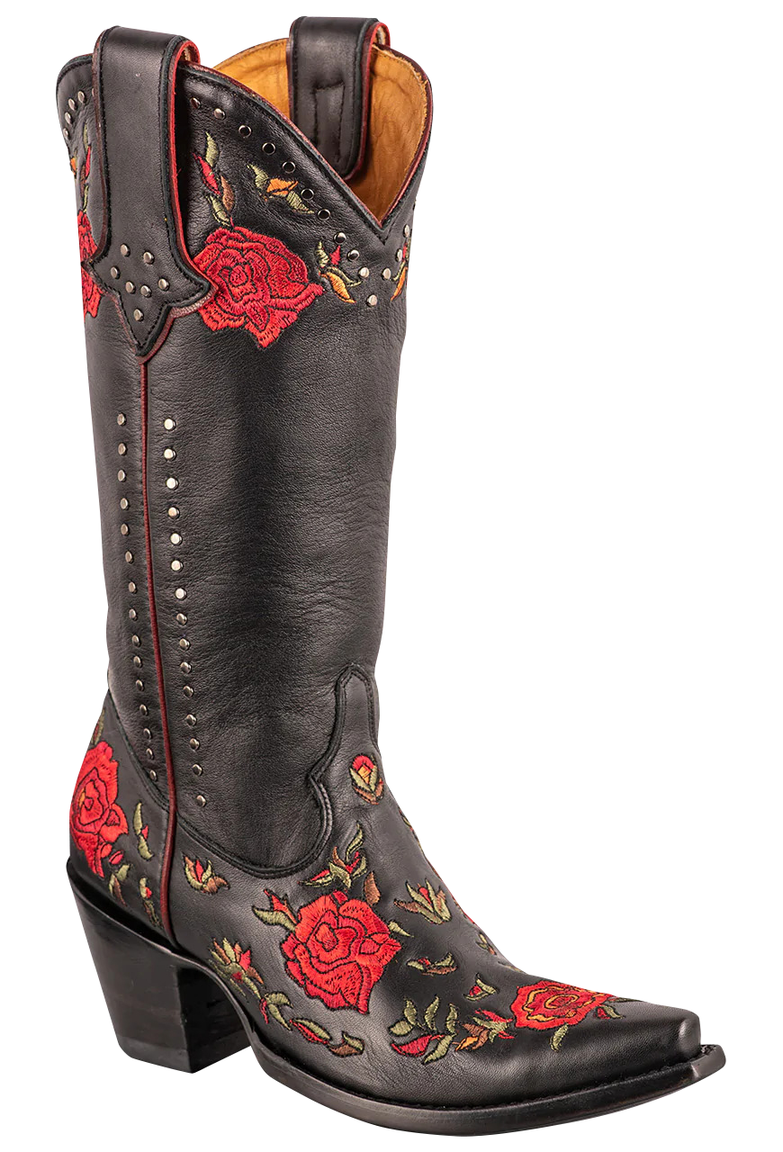 Old Gringo Women's Eden's Garden Cowboy Boots - Black Leather Western Boots for Women | Comfortable & Stylish Cowgirl Boots for Country Dancing, Rodeo & Everyday Wear