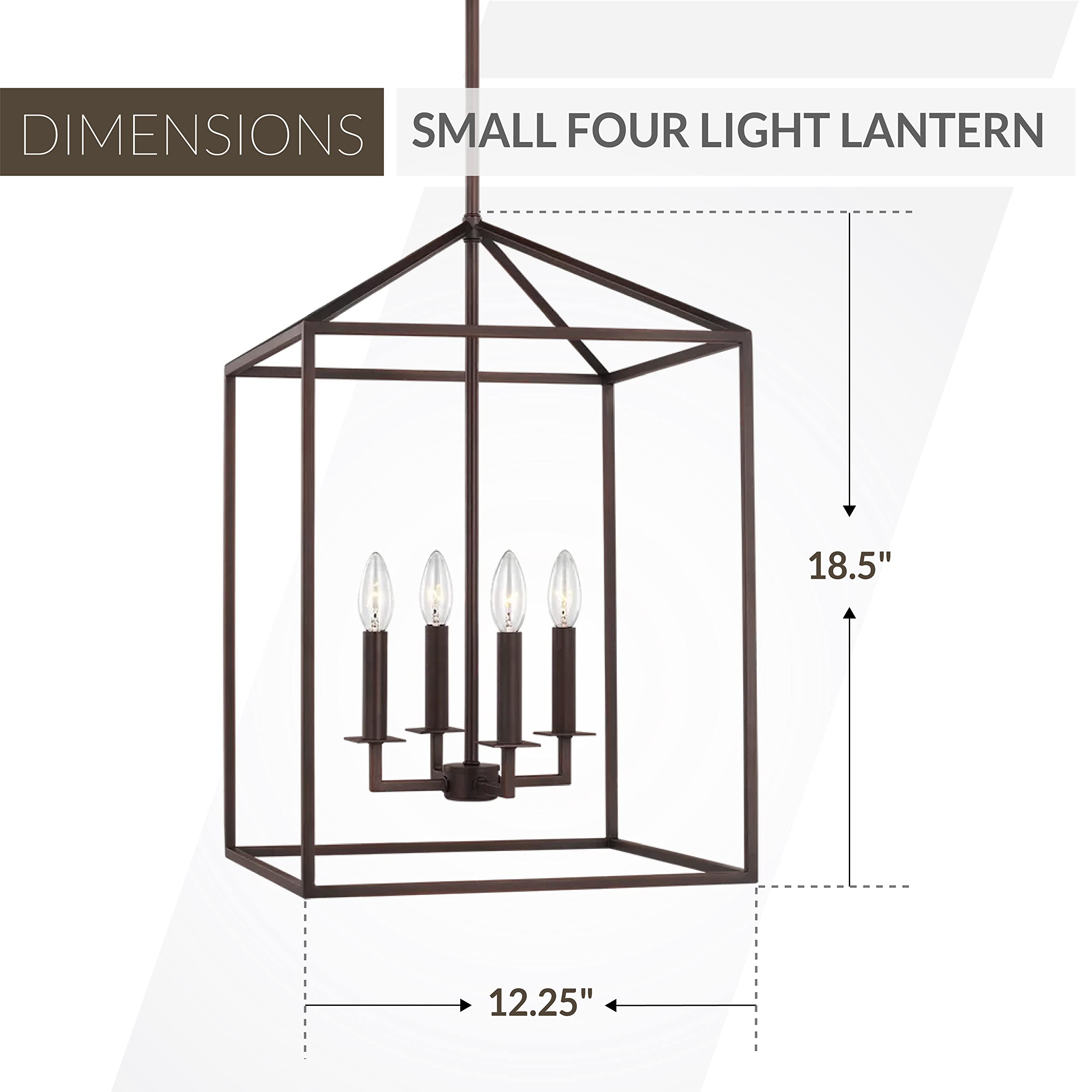 Generation Lighting 4-Light Perryton Pendant Light Fixture in Bronze (Model 5215004-710) - Modern Ceiling Light for Home Decor with 60W Torpedo Bulbs - Perfect for Foyer, Living Room, Dining Room and Bedroom Lighting